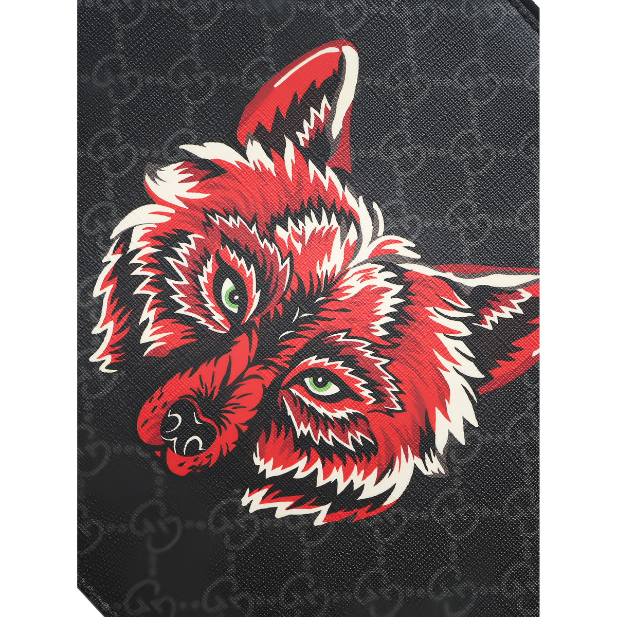 Gucci GG Supreme Wolf Clutch — Black