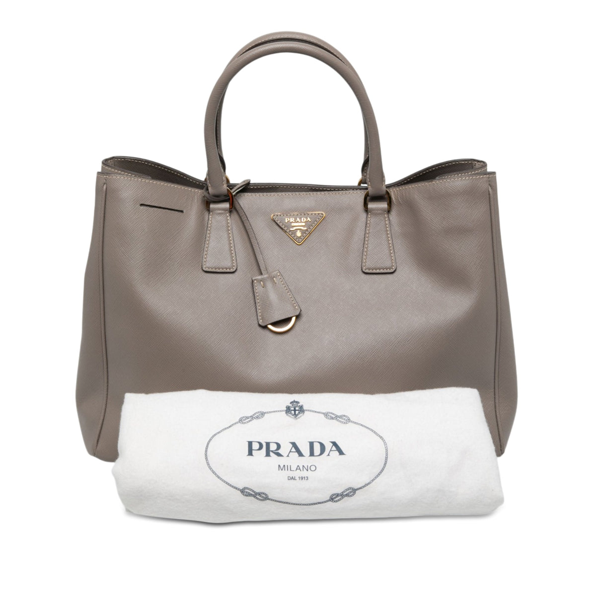 Prada Large Saffiano Lux Gardeners Tote — Gray