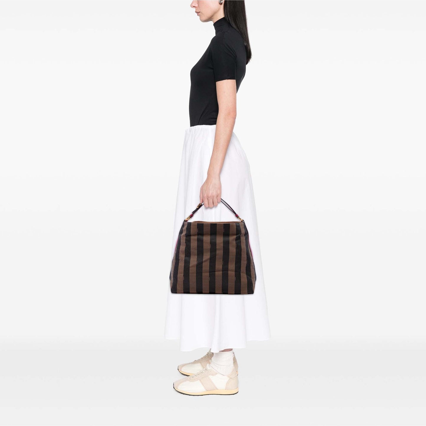 Fendi Large Pequin Canvas Hobo