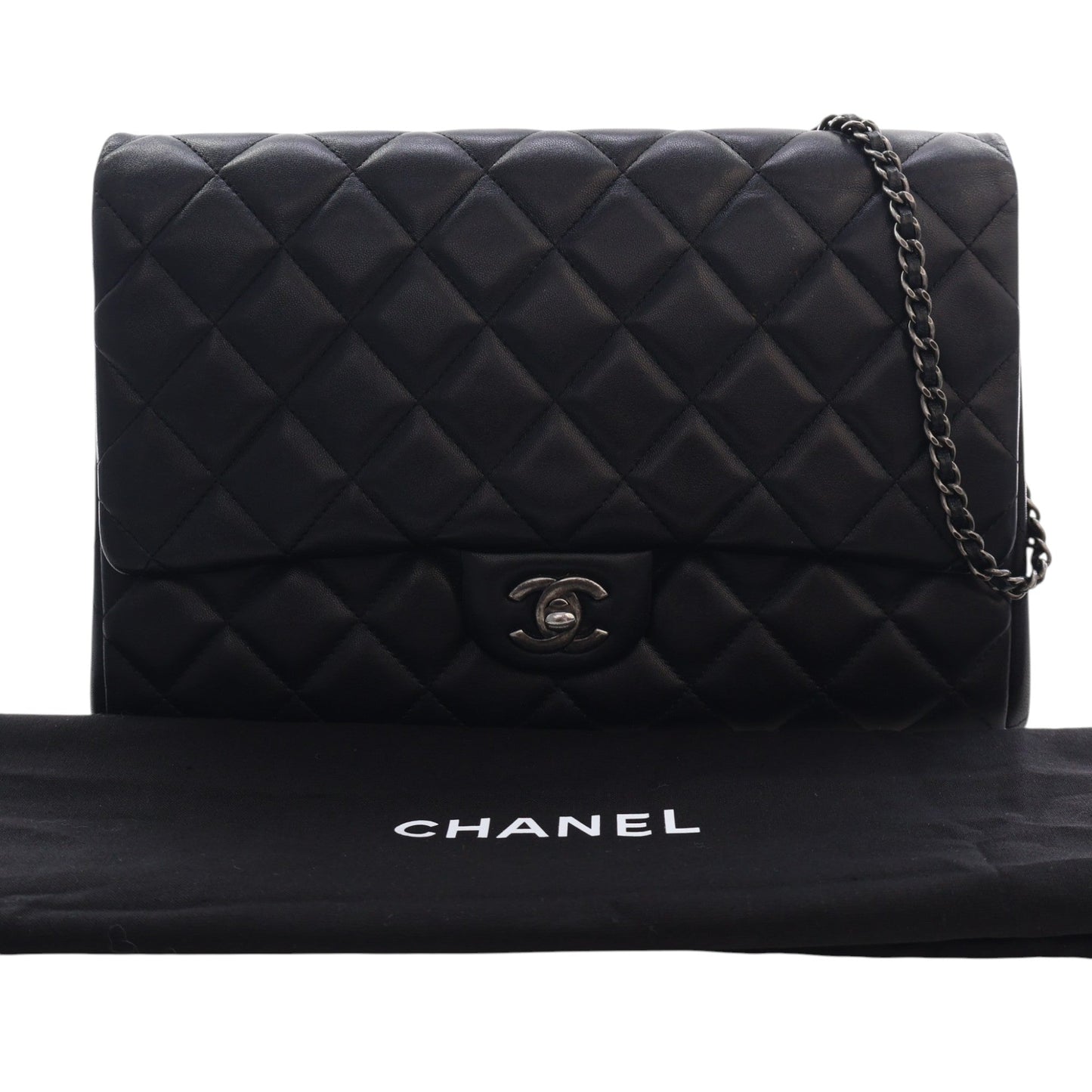 Chanel CC Quilted Lambskin Flap Clutch with Chain