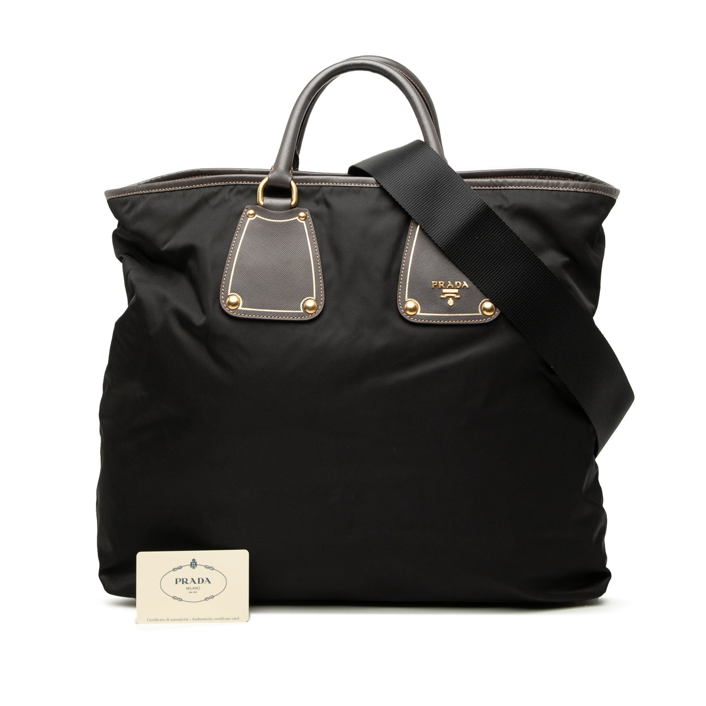 Prada Saffiano Trimmed Tessuto Satchel