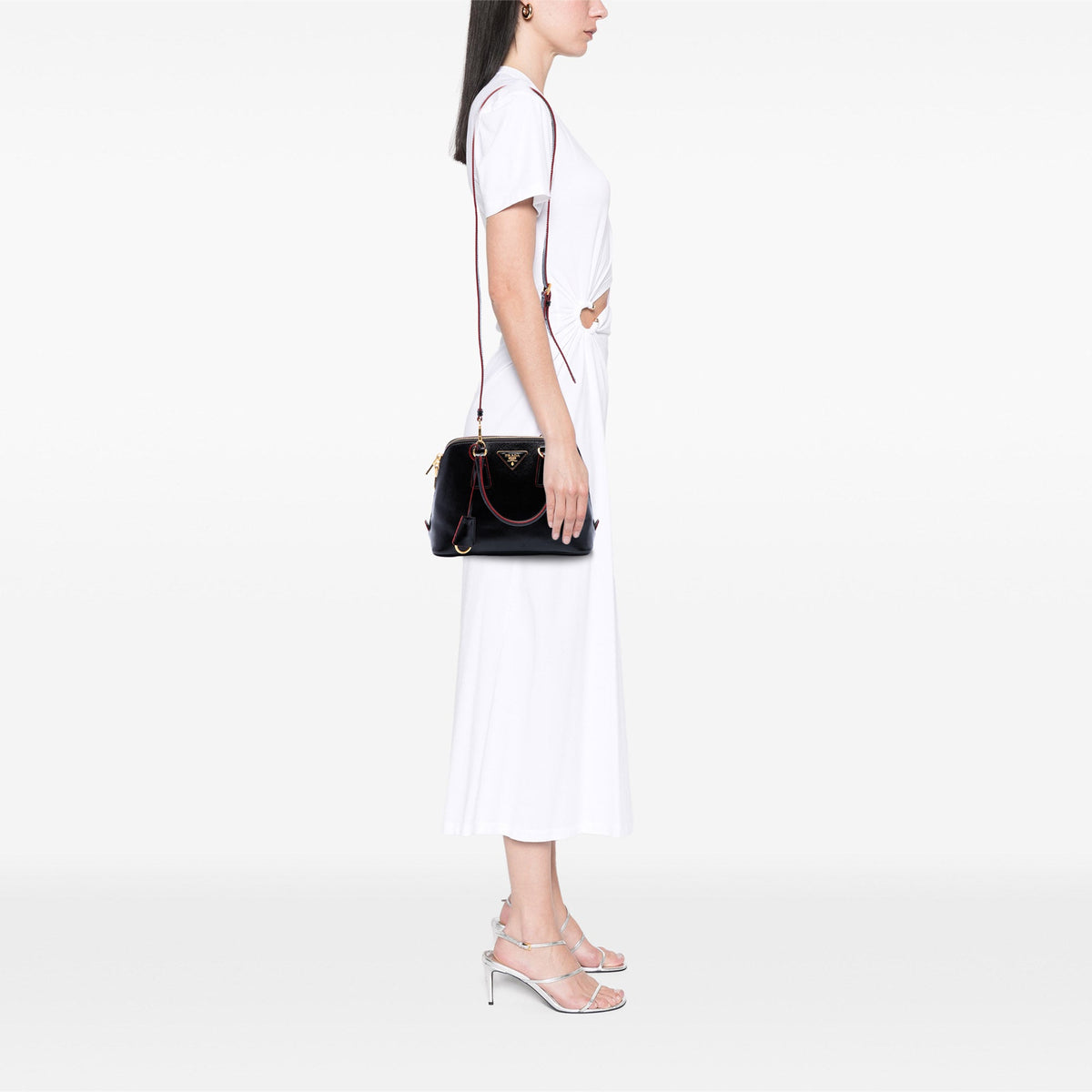Prada Small Saffiano Vernice Promenade Satchel