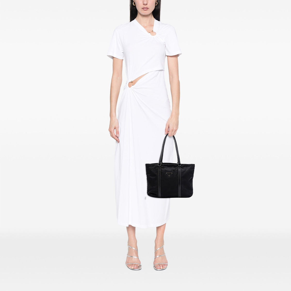Prada Saffiano Trimmed Tessuto Tote