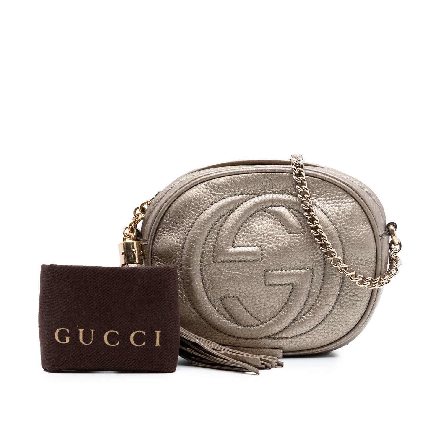 Mini Metallic Pebbled Calfskin Soho Chain Crossbody