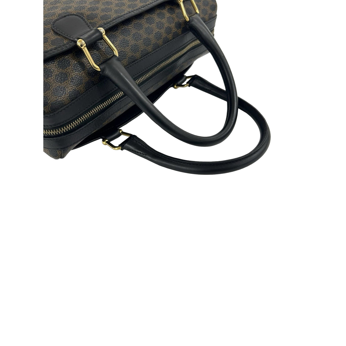 Celine Macadam Coated Canvas Boston Bag — Brown