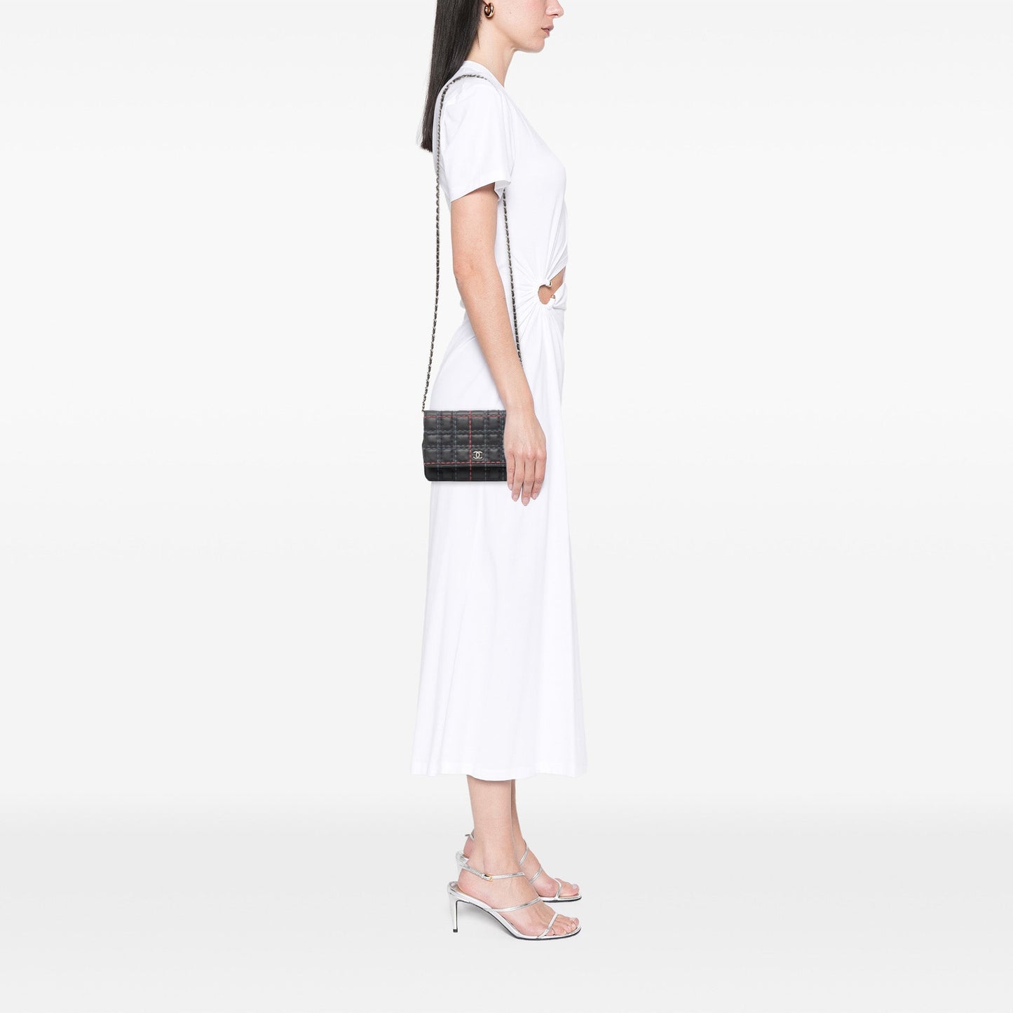 Chanel CC Square Stitched Calfskin Wallet on Chain