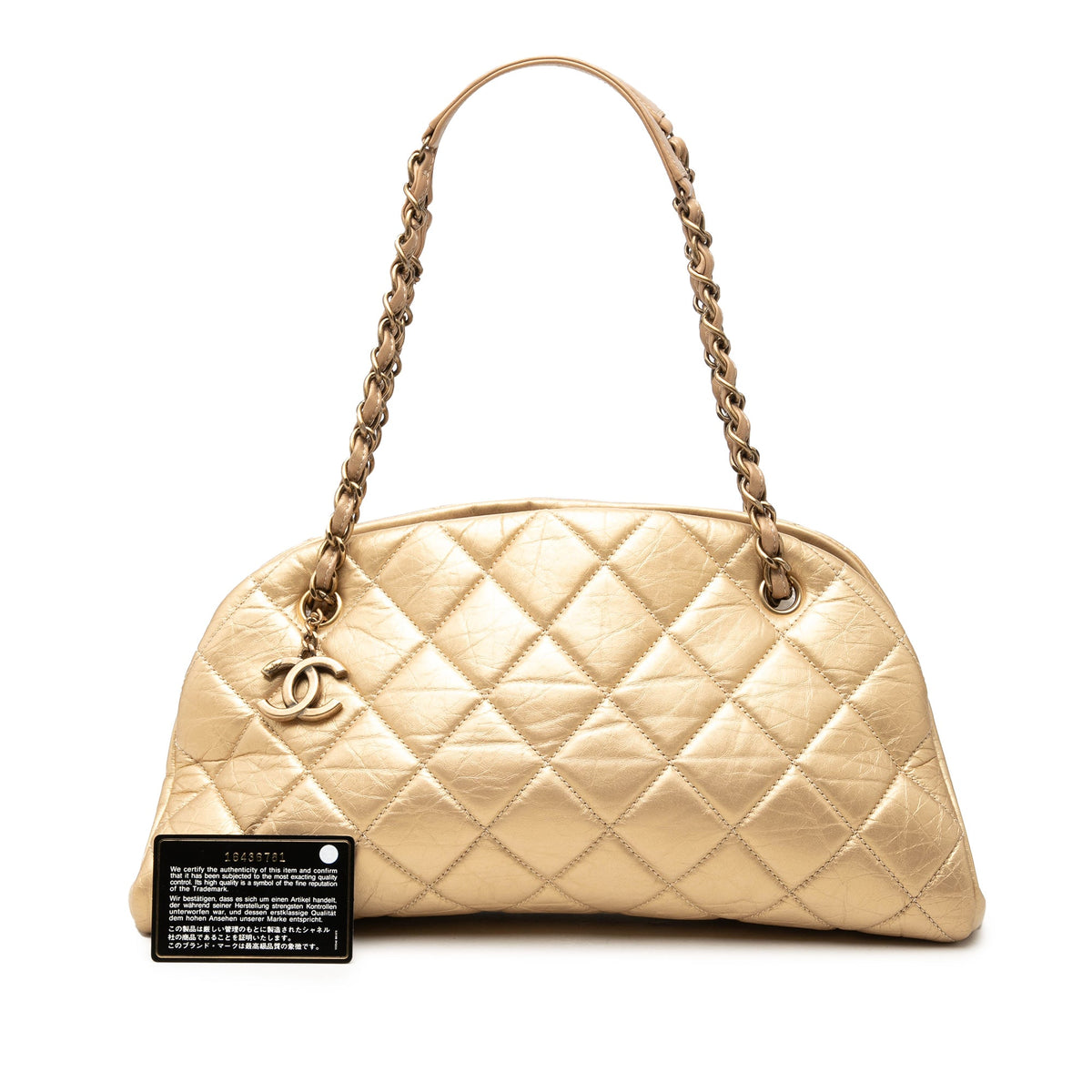 Chanel Medium Aged Calfskin Just Mademoiselle Bowling Bag — Gold
