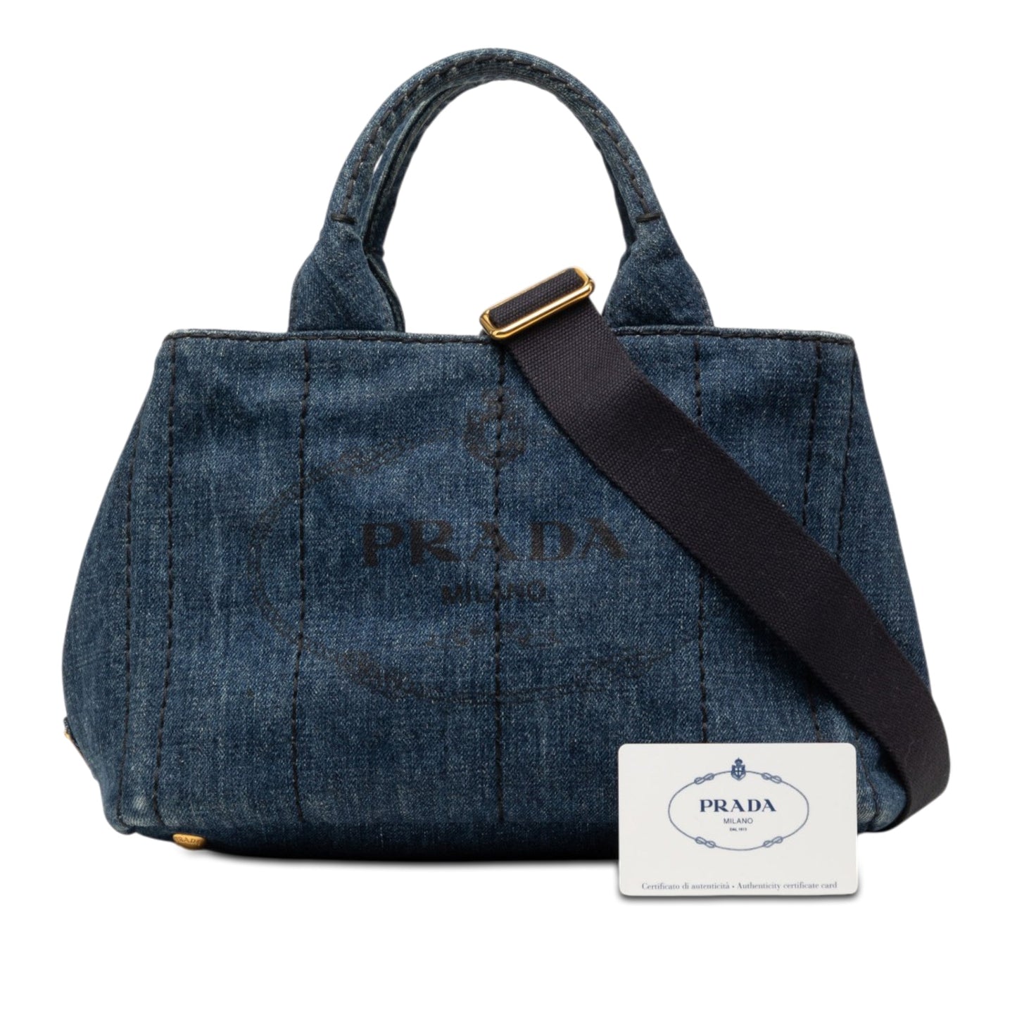Prada Small Denim Canapa Logo Satchel
