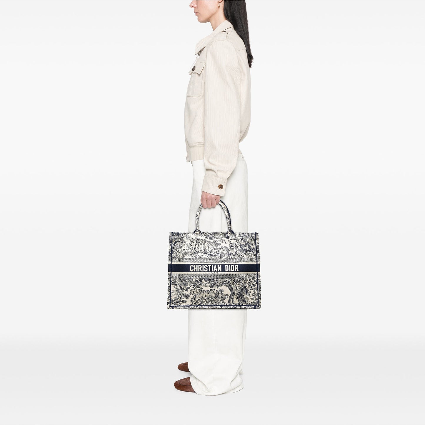 Dior Large Canvas Embroidered Dioriviera Toile De Jouy Book Tote