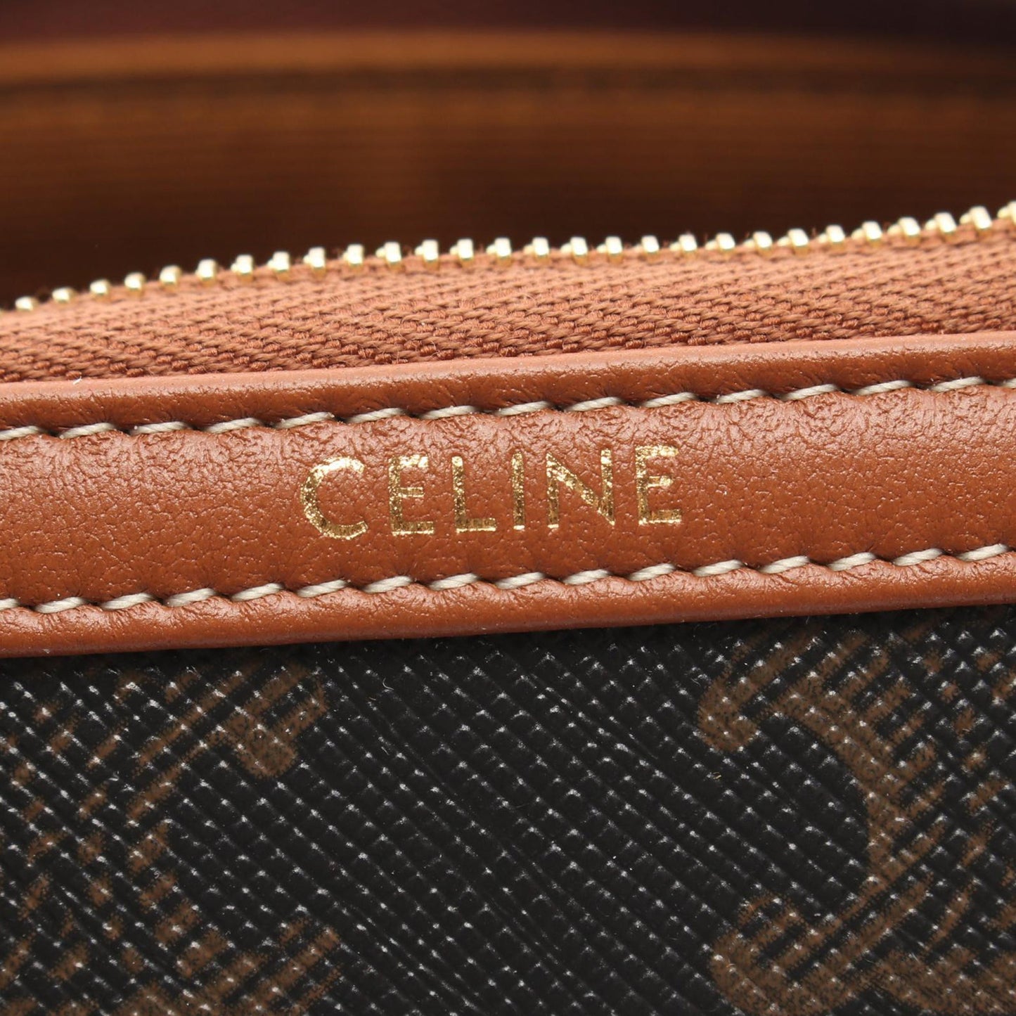 Celine Triomphe Coated Canvas Clutch On Chain
