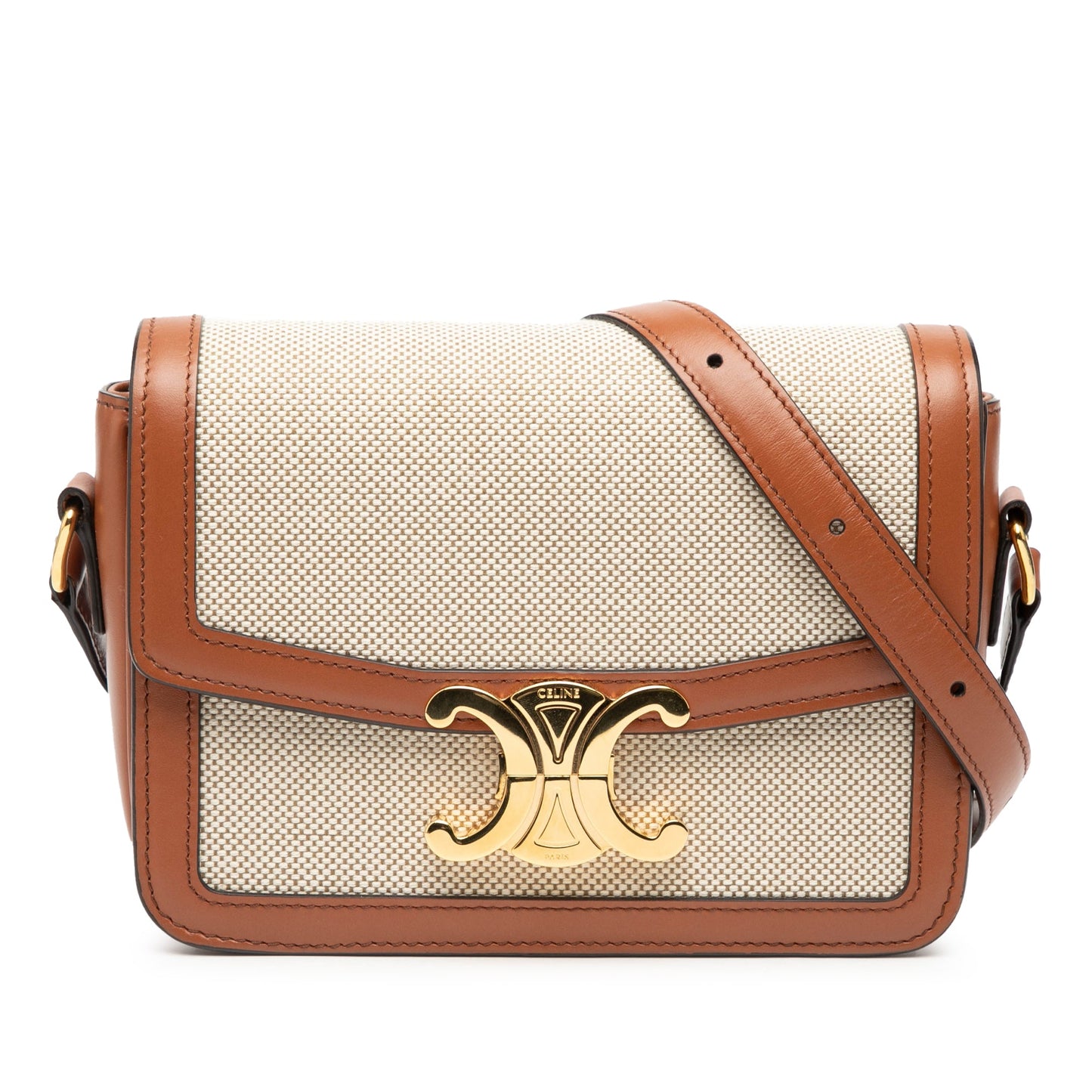 Celine Teen Canvas and Calfskin Triomphe Crossbody