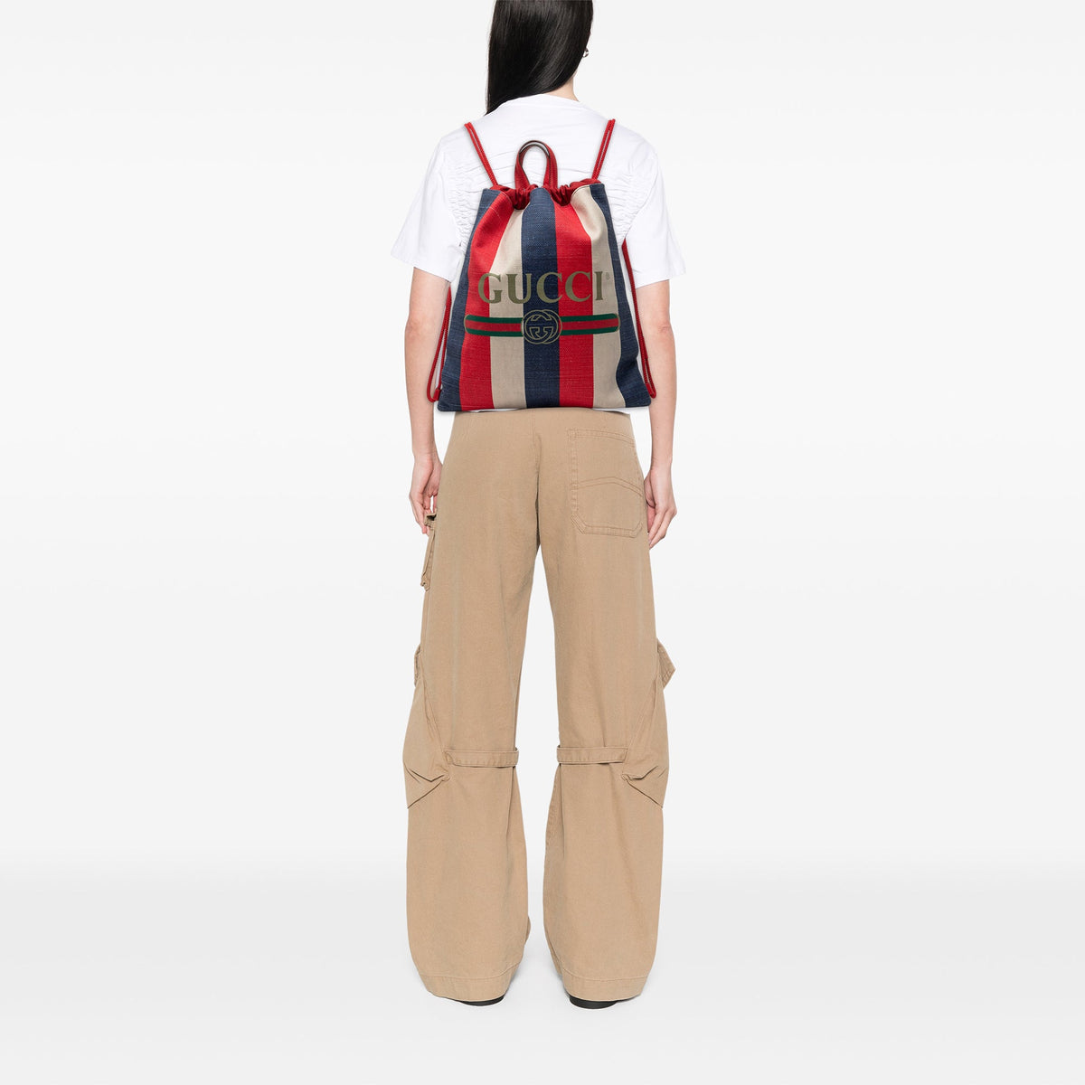 Gucci Canvas Baiadera Striped Drawstring Backpack