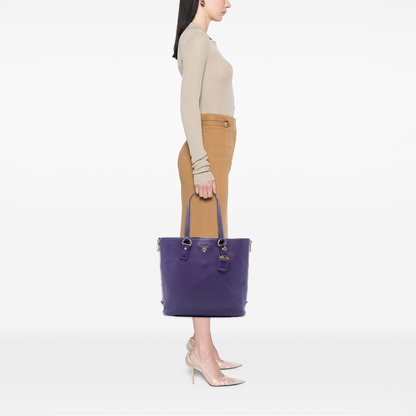 Prada Vitello Daino Side Zip Tote