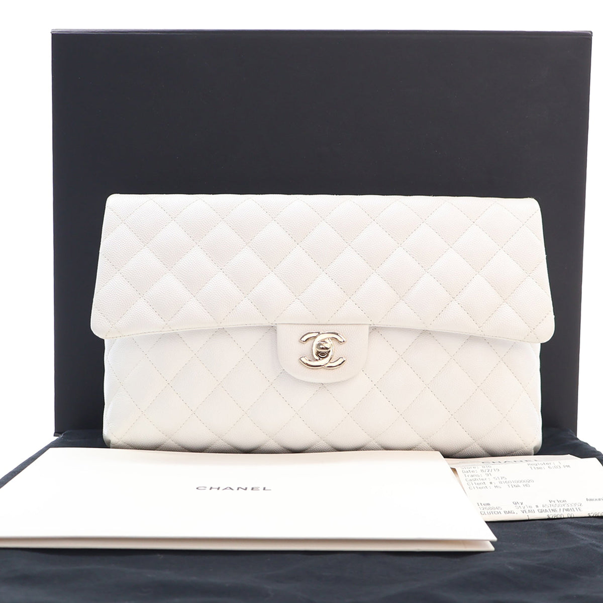 Chanel CC Quilted Caviar Flap Clutch