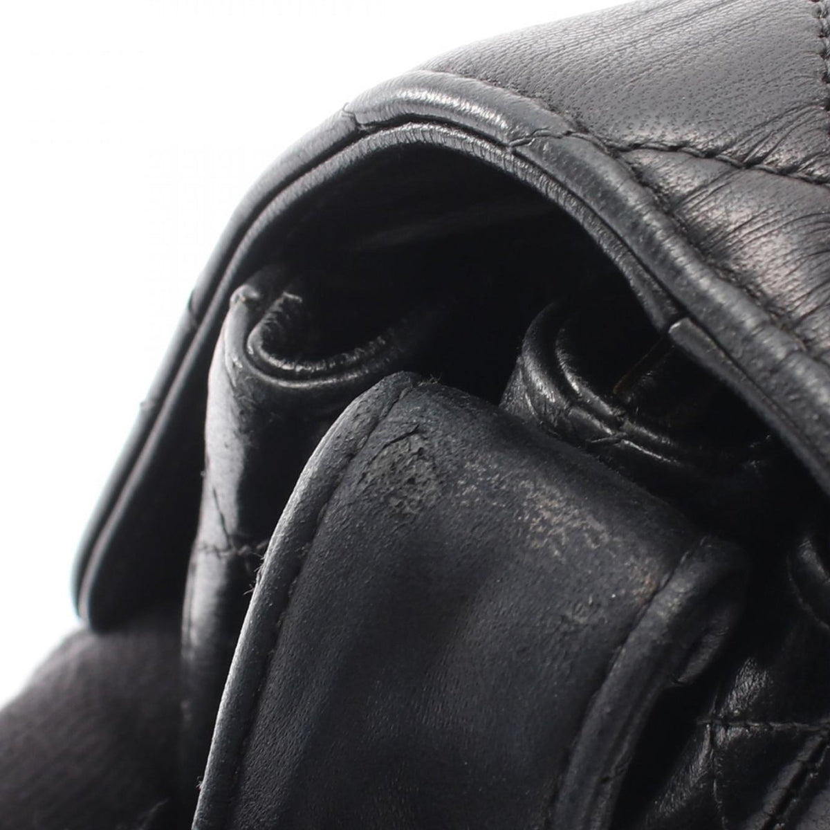 Chanel CC Quilted Lambskin Straight Flap Shoulder Bag — Black