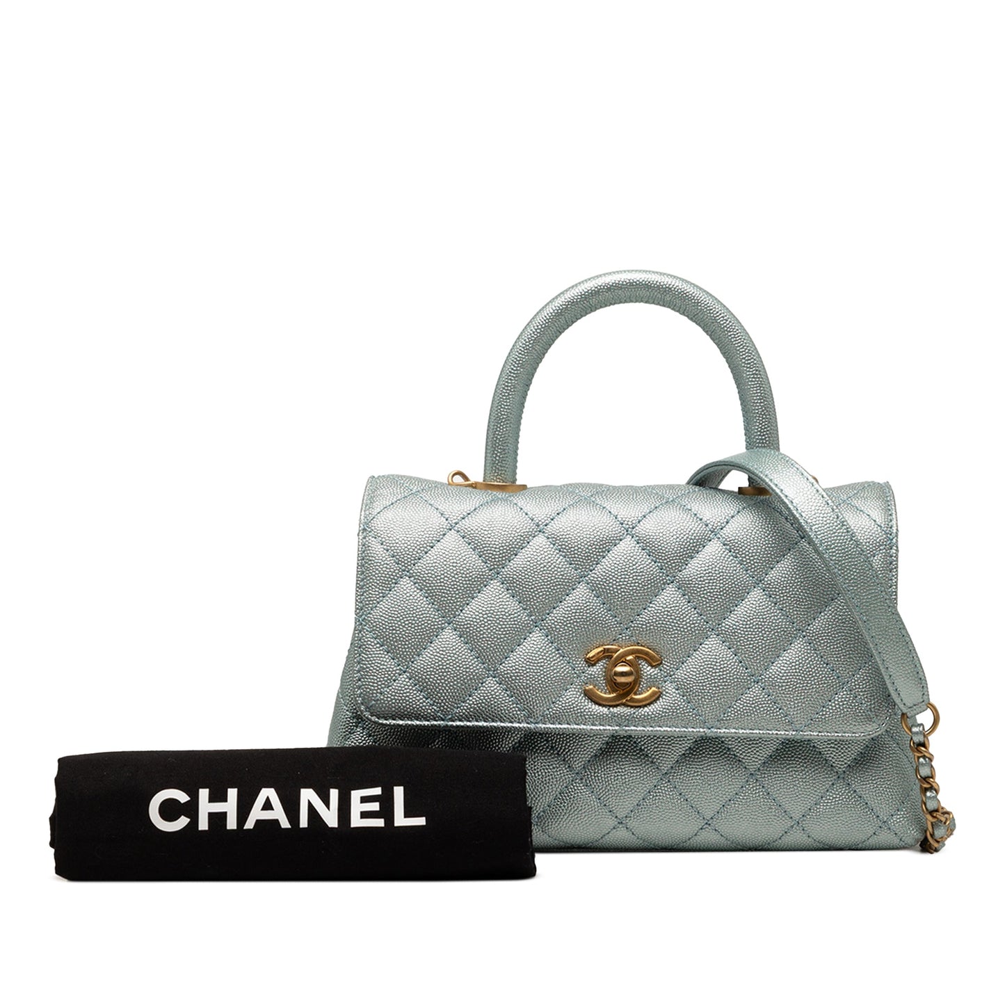 Chanel Mini Metallic Caviar Coco Top Handle Bag