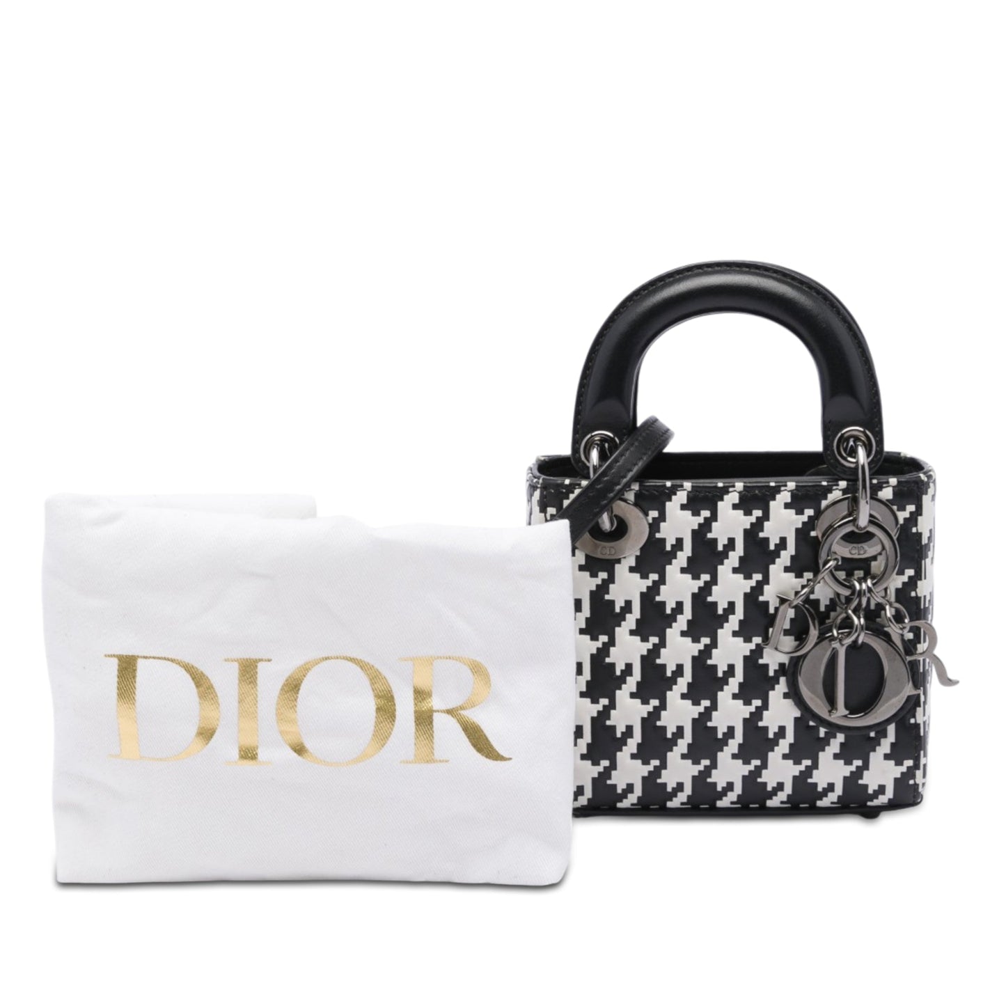 Dior Micro Calfskin Houndstooth Embossed Macro Lady Dior