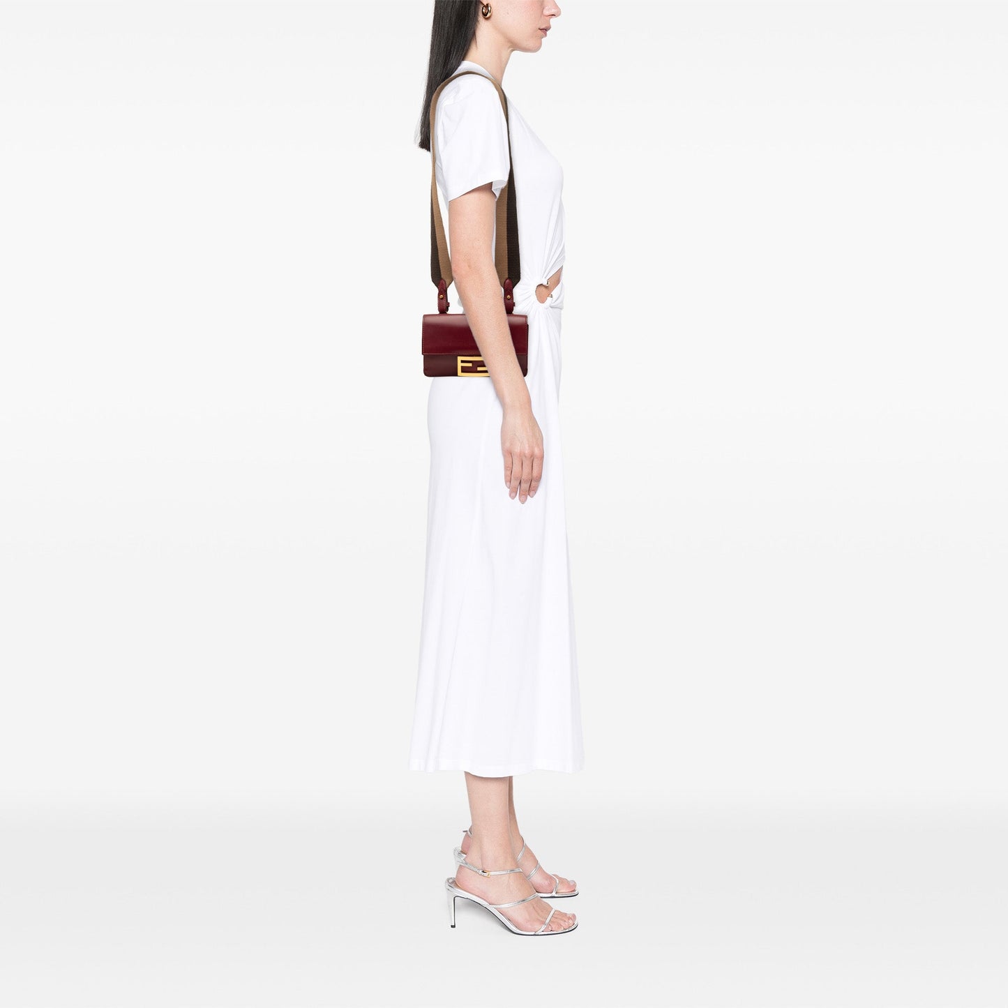 Fendi Mini Leather Flat Baguette Crossbody