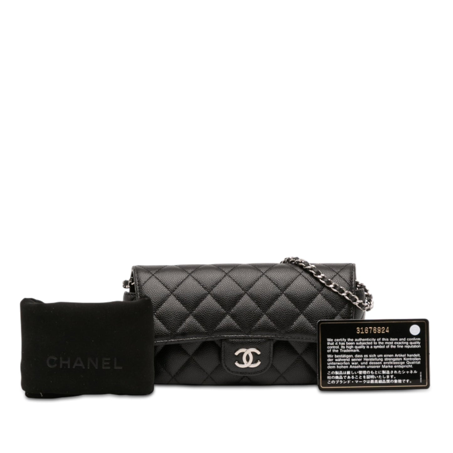 Chanel Quilted Caviar Sunglasses Case with Chain
