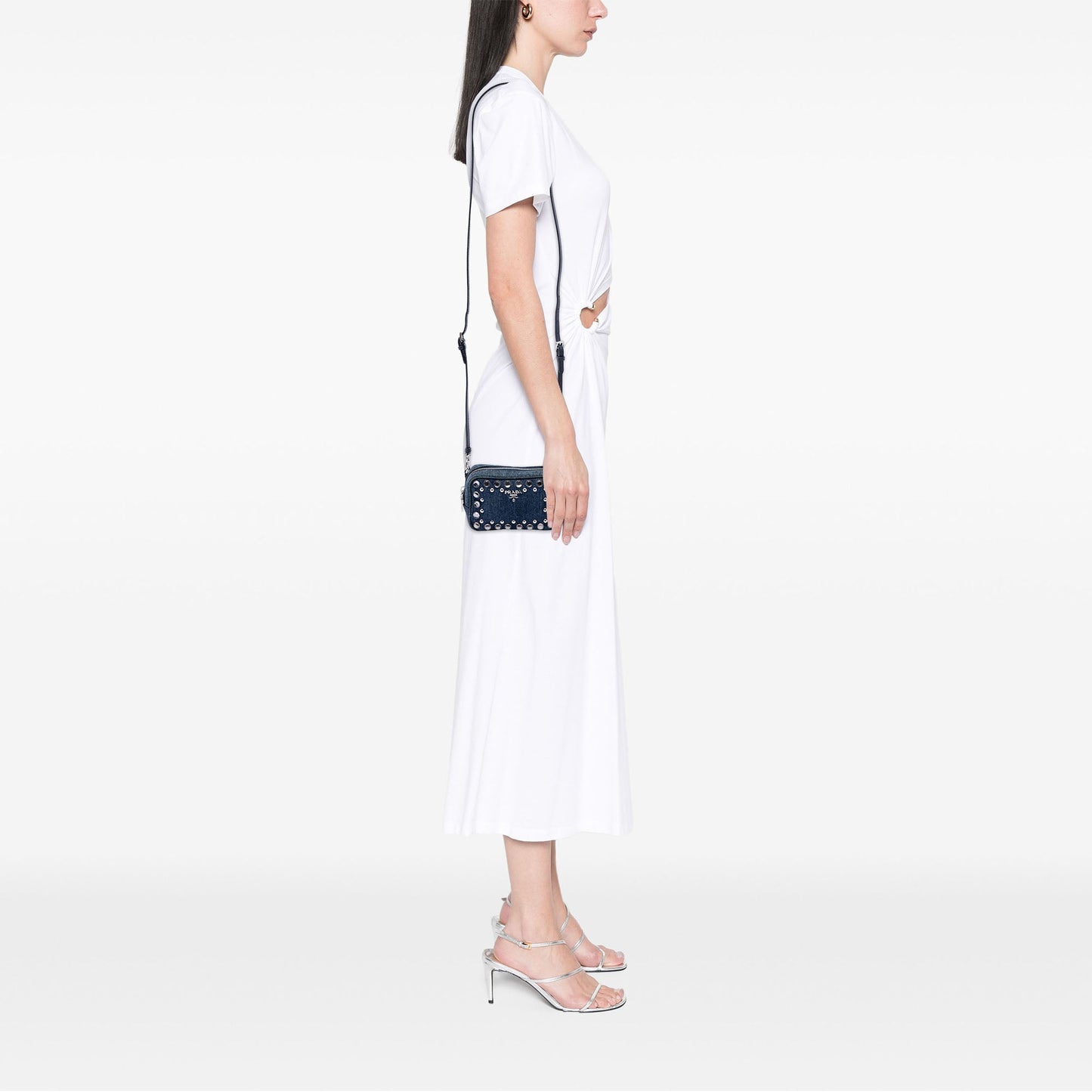 Prada Mini Denim Borchie Bijoux Camera Bag