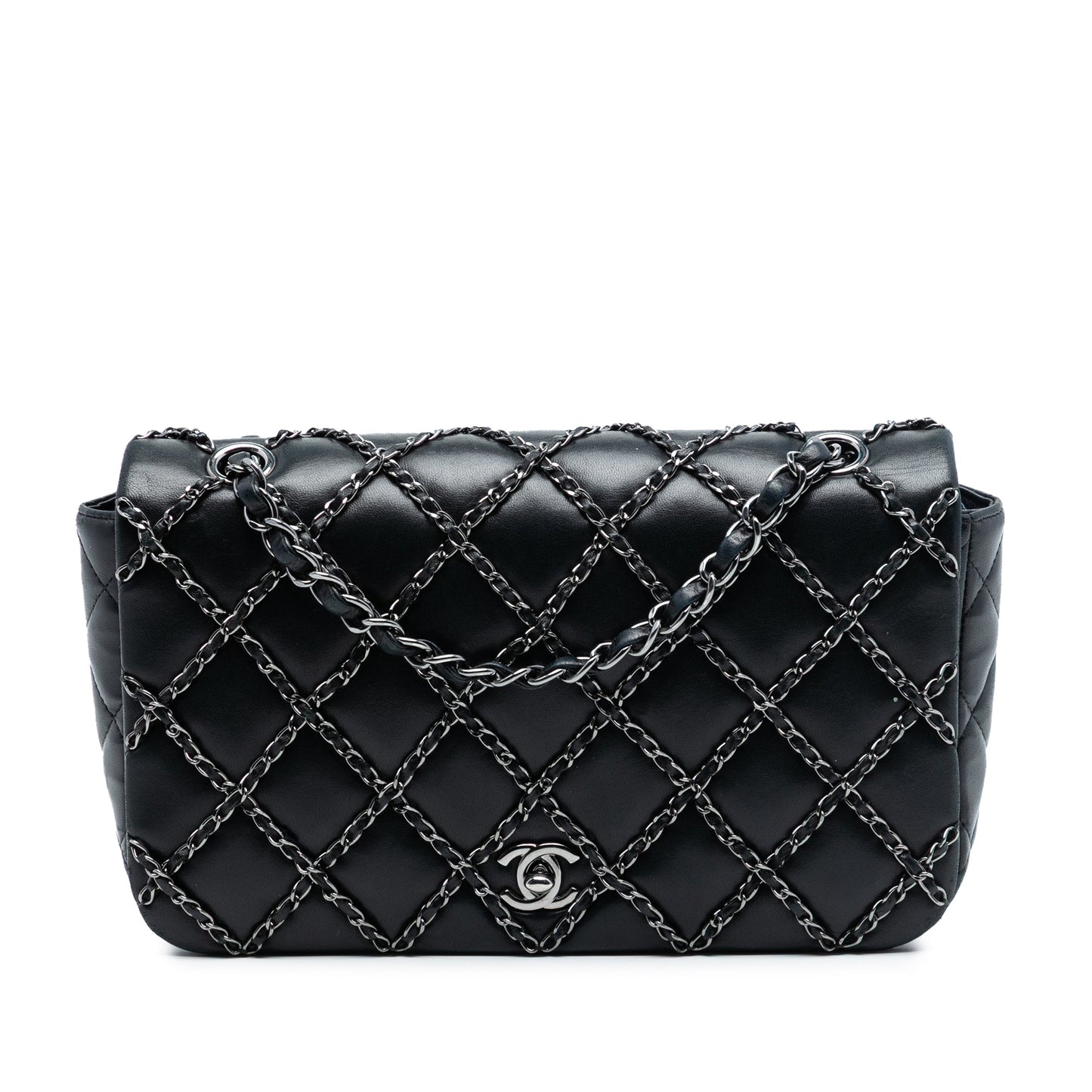 Chanel CC Quilted Lambskin Chain Embellished Flap