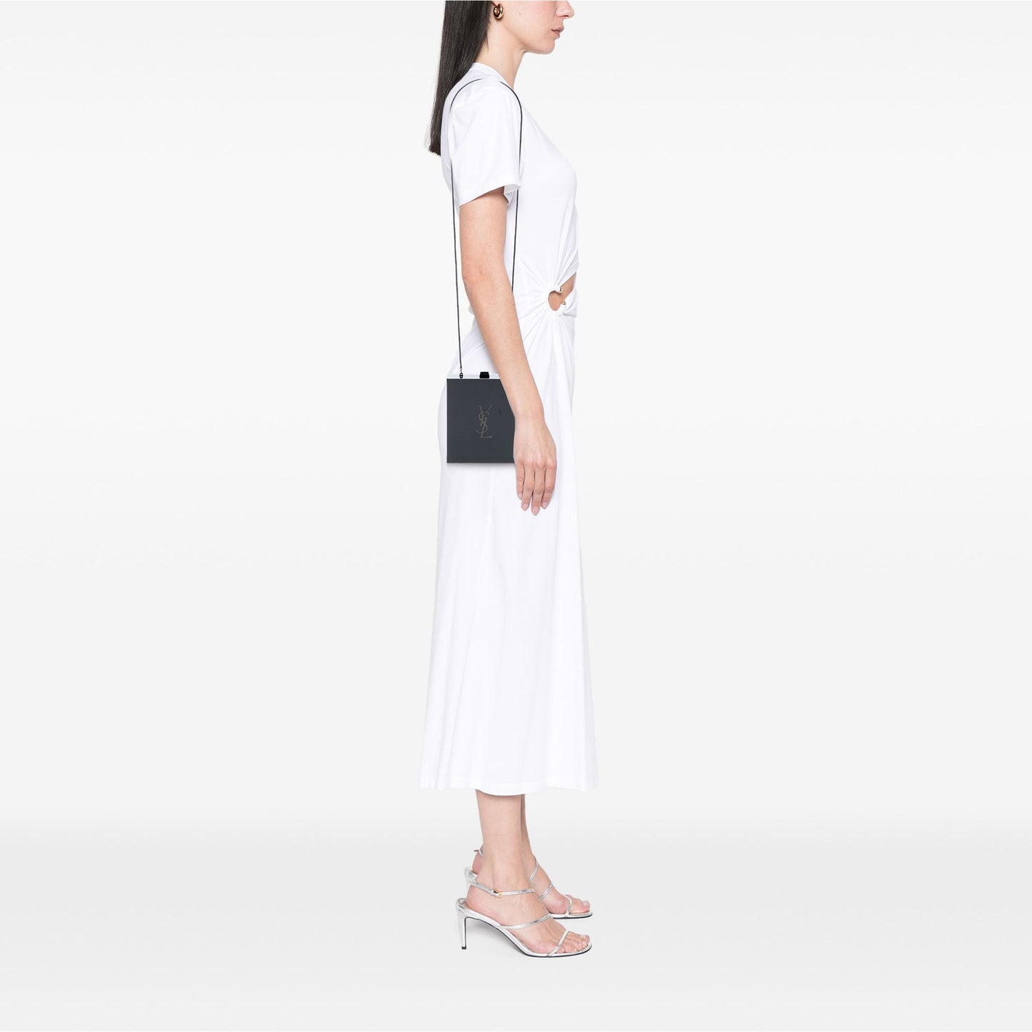 Saint Laurent Acrylic Tuxedo Box Clutch on Chain