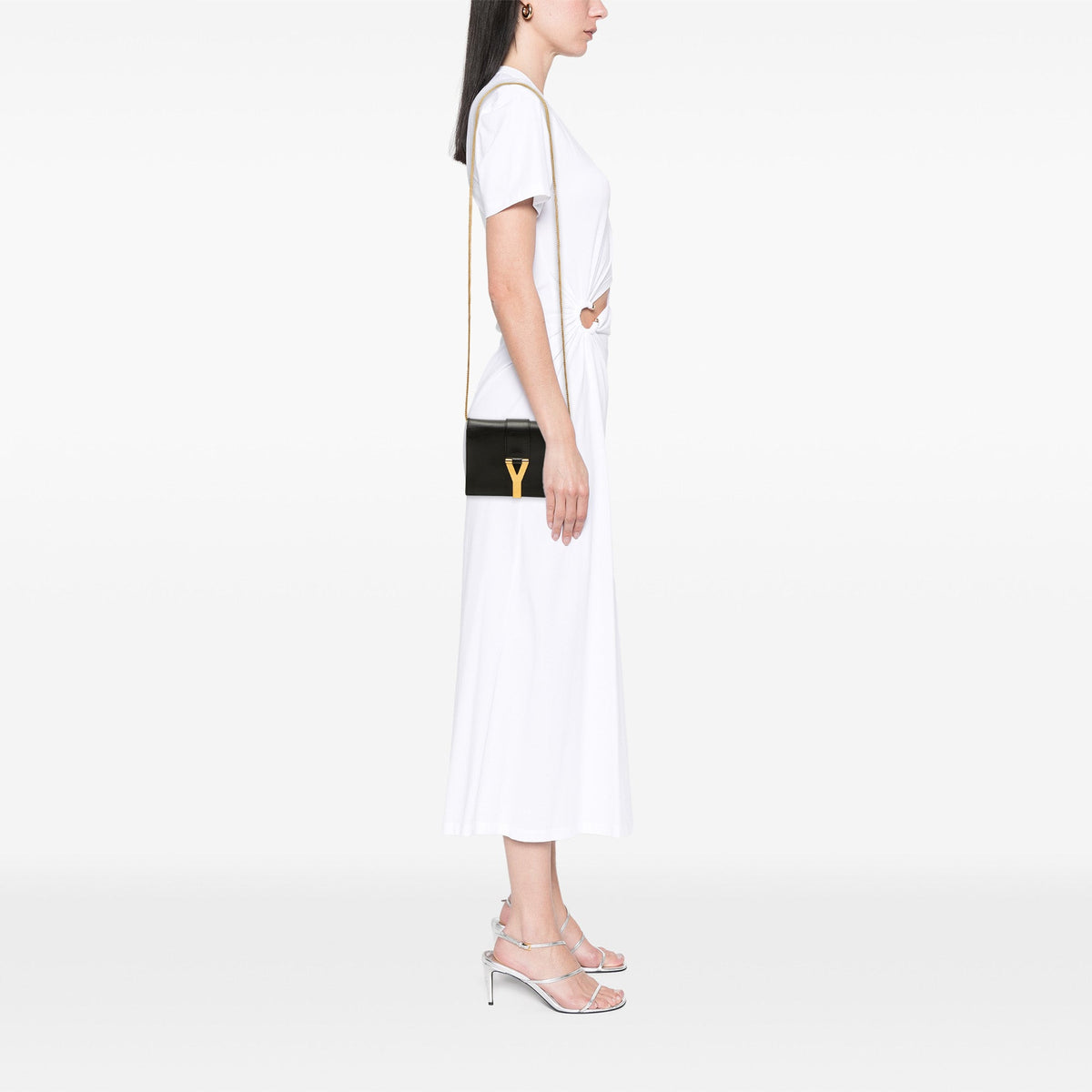 Saint Laurent Mini Leather Chyc Ligne Crossbody — Black