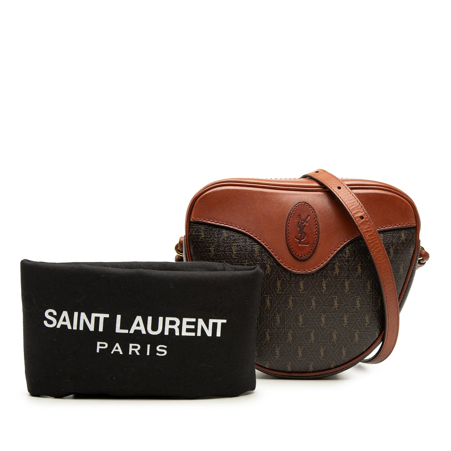 Saint Laurent Le Monogramme Coated Canvas and Leather Coeur Crossbody