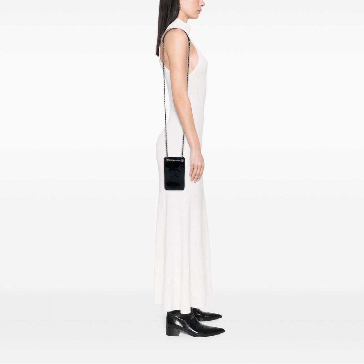 Chanel CC Patent Phone Holder Crossbody
