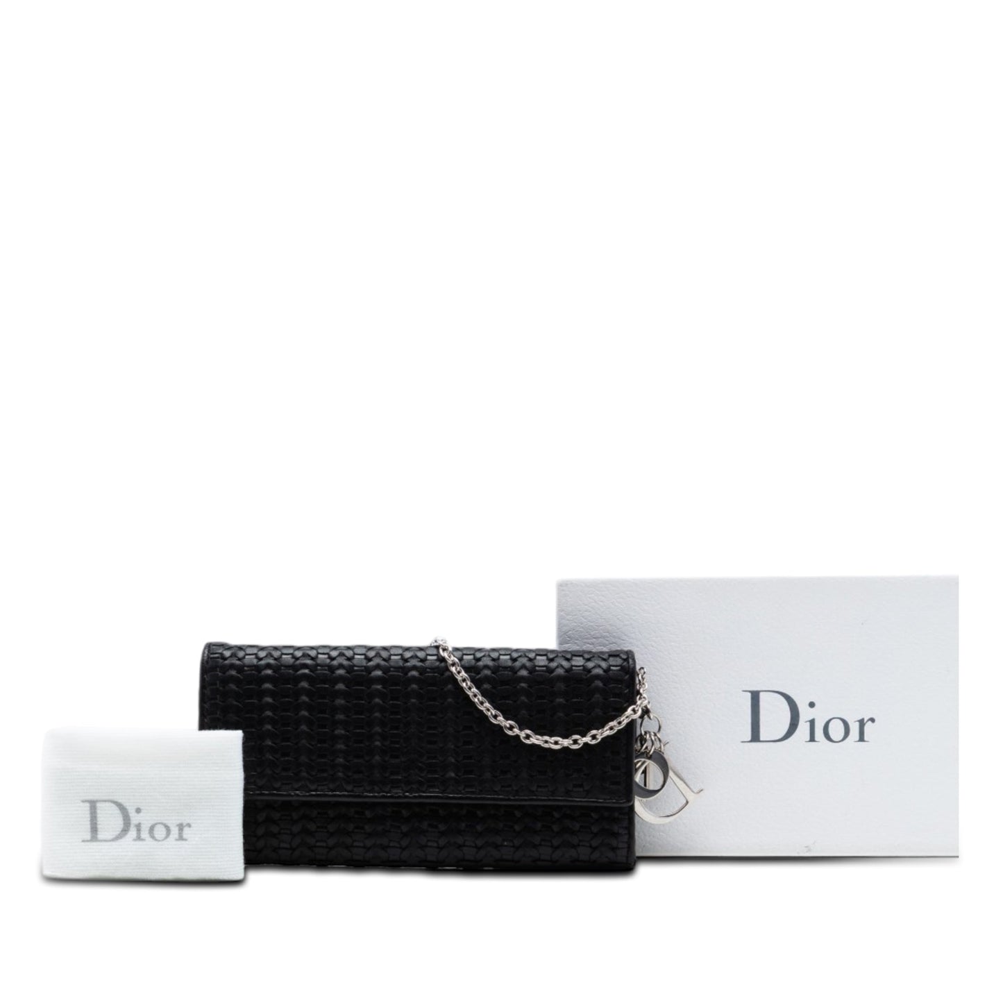 Dior Woven Lambskin Lady Dior Rendezvouz Wallet on Chain
