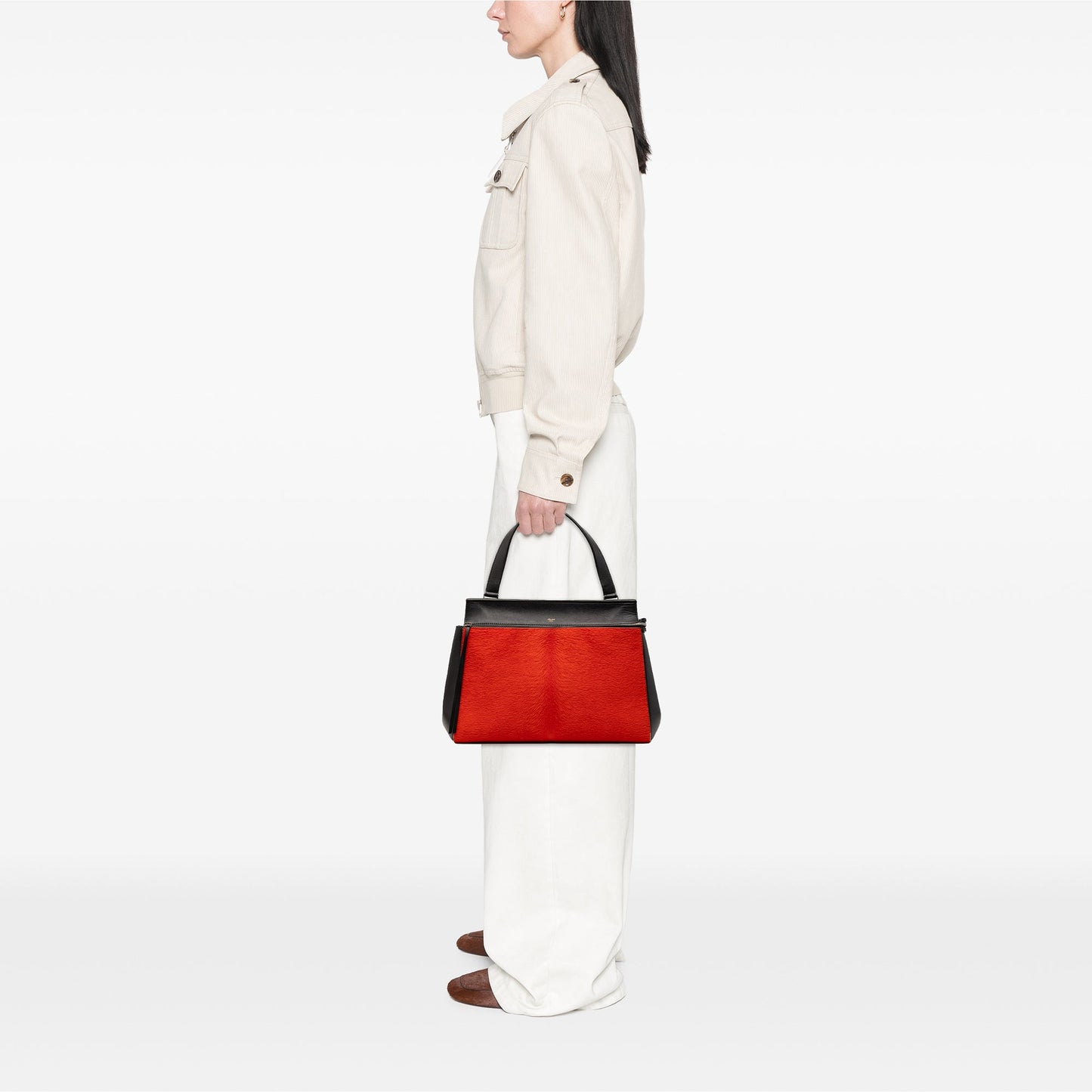 Celine Medium Bicolor Leather and Pony Hair Edge Handbag