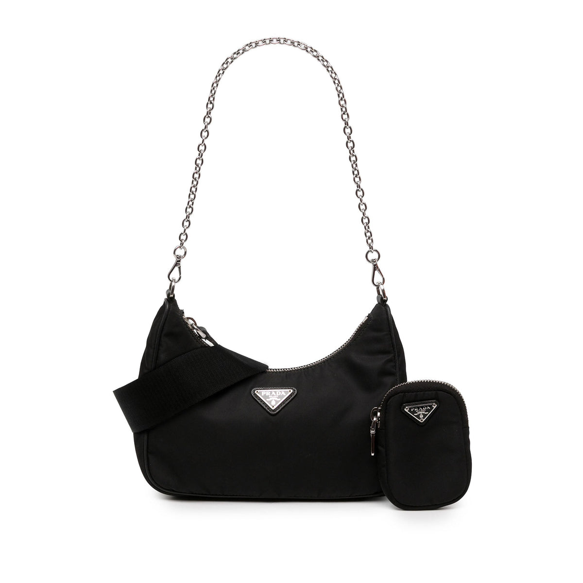 Prada Mini Saffiano Trimmed Tessuto Re Edition 2005 Satchel — Black