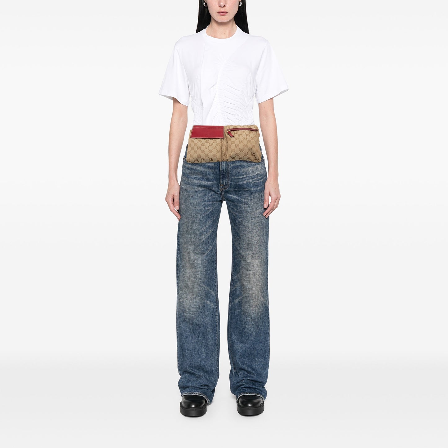 Gucci GG Canvas Web Double Pocket Belt Bag