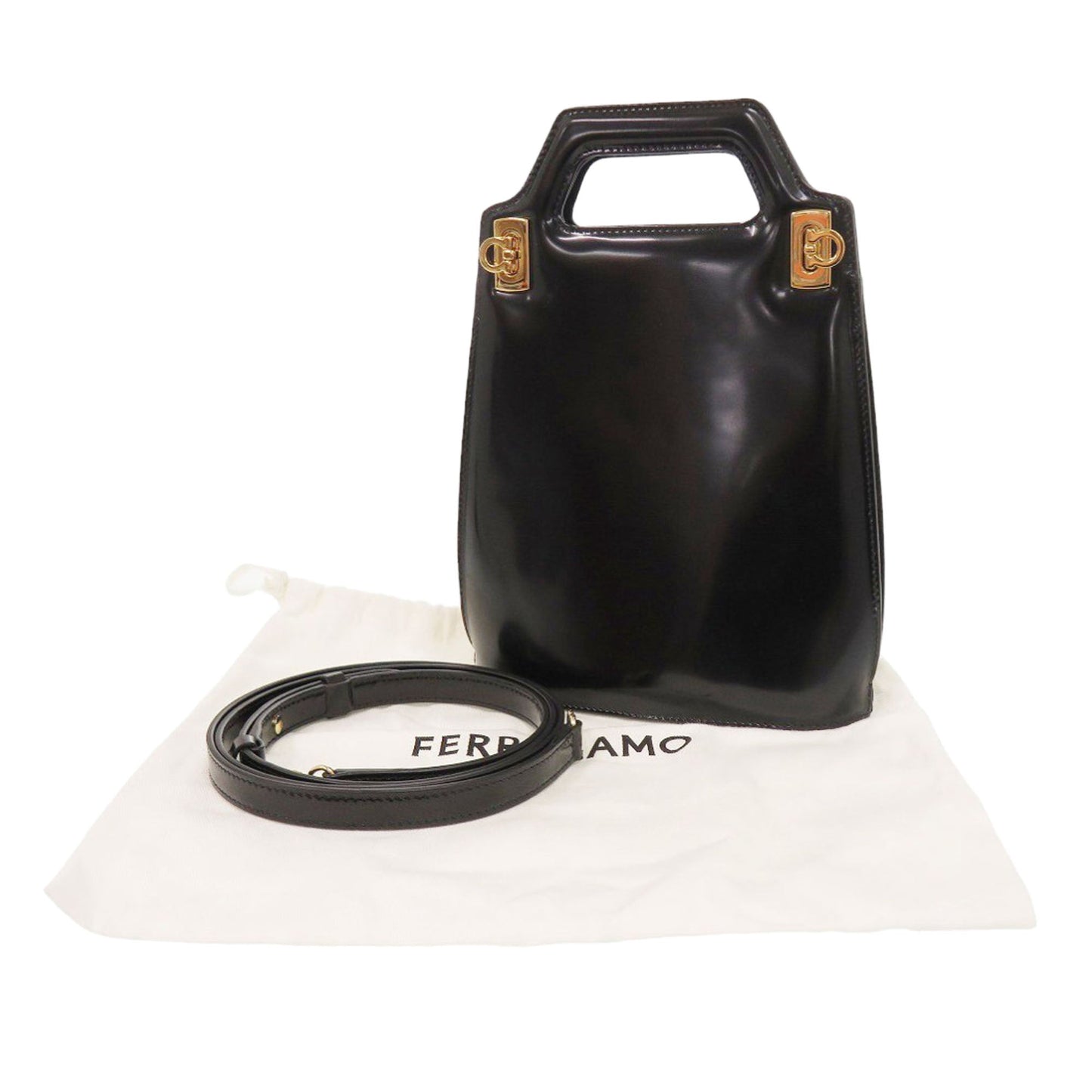 Ferragamo Mini Brushed Calfskin Gancini North South Wanda Top Handle Bag