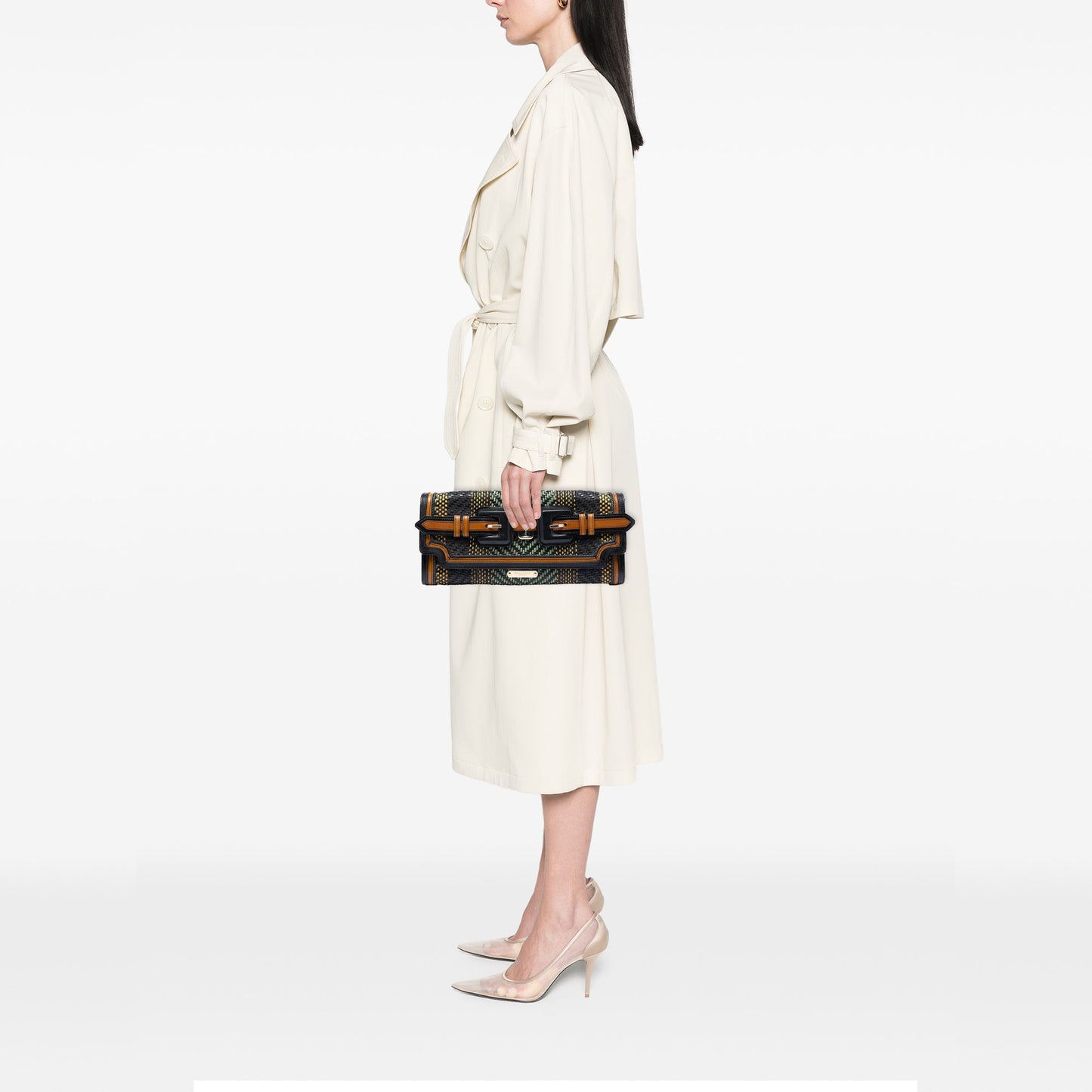 Burberry Prorsum Woven Buffalo Leather and Cotton Clutch