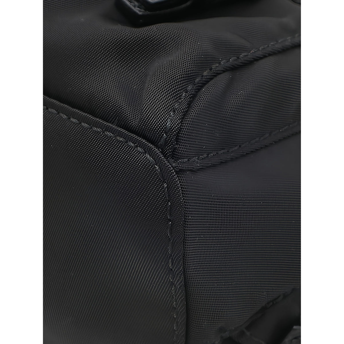 Prada Mini Saffiano Trimmed Tessuto Chain Backpack — Black