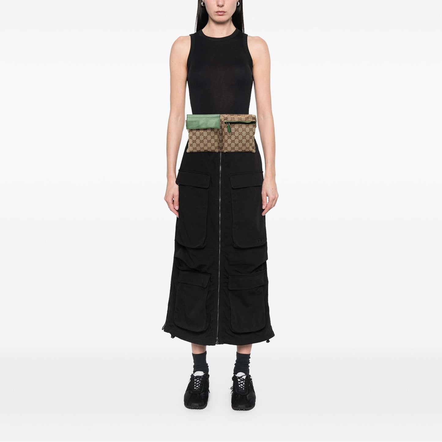 Gucci GG Canvas Web Double Pocket Belt Bag