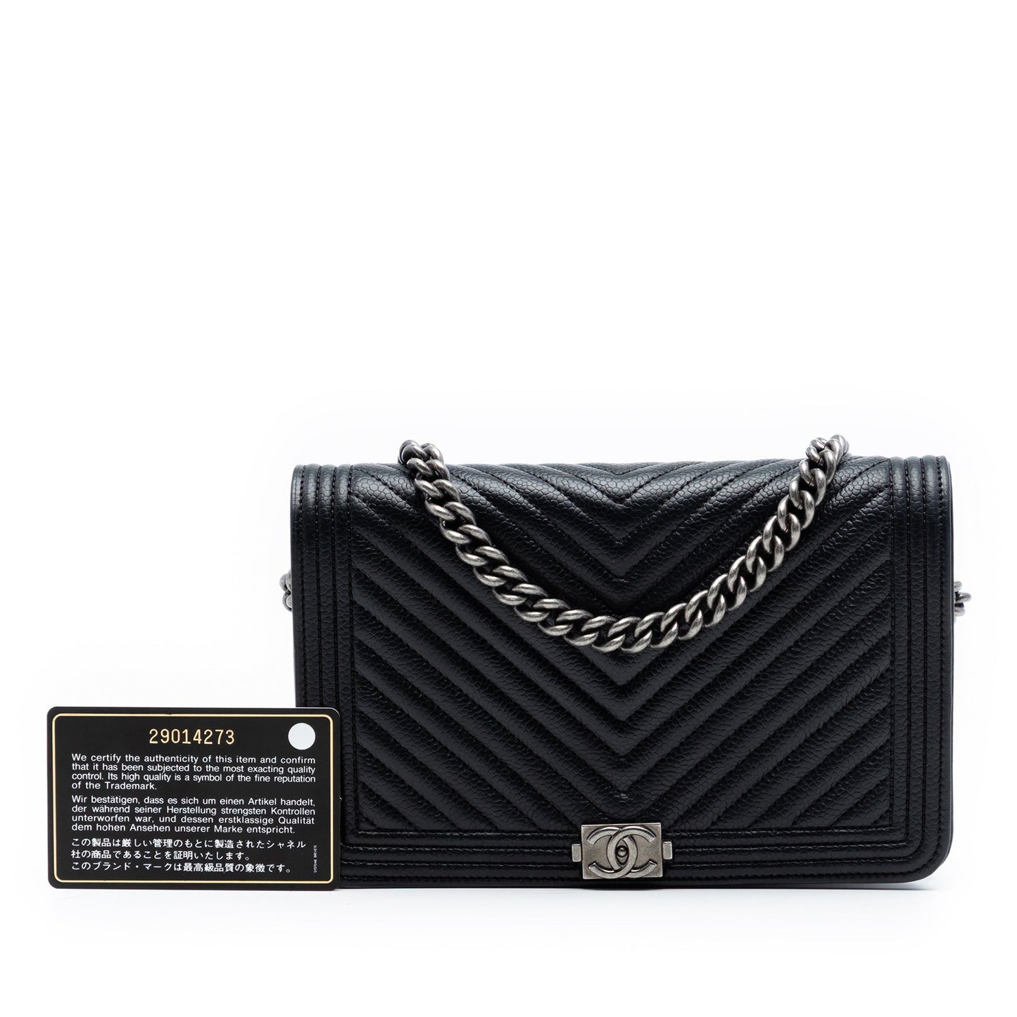 Chevron Caviar Boy Wallet On Chain