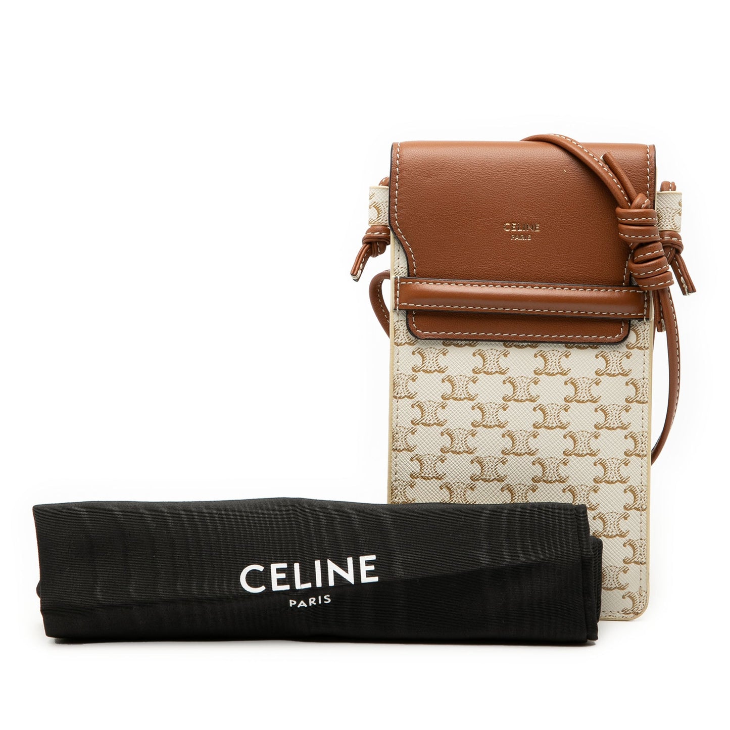 Celine Triomphe Coated Canvas Phone Pouch Flap Crossbody