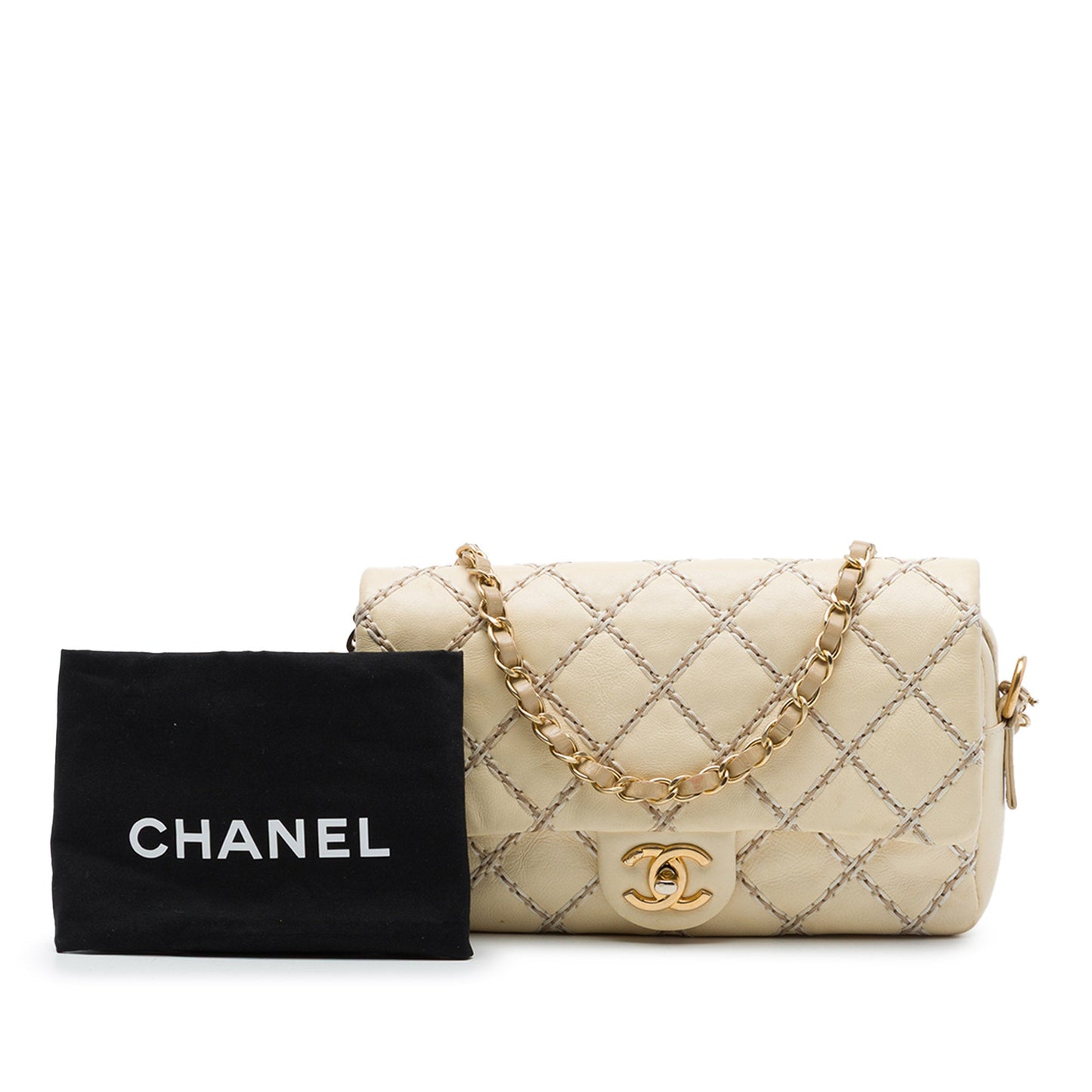 Chanel CC Quilted Calfskin Wild Stitch Flap