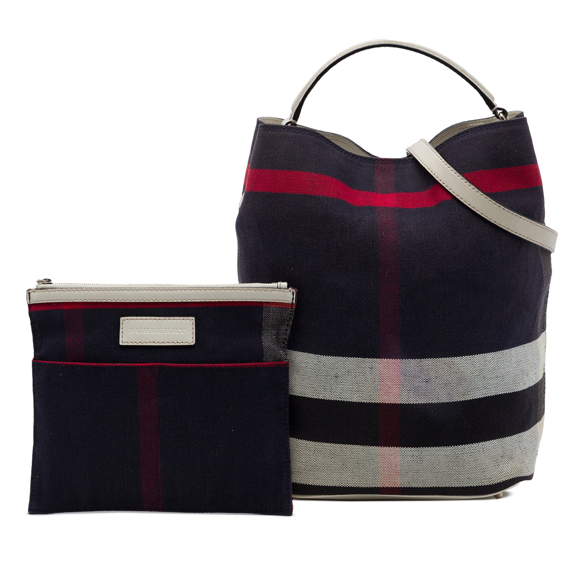 Burberry Medium Mega Check Canvas Ashby Bucket Bag