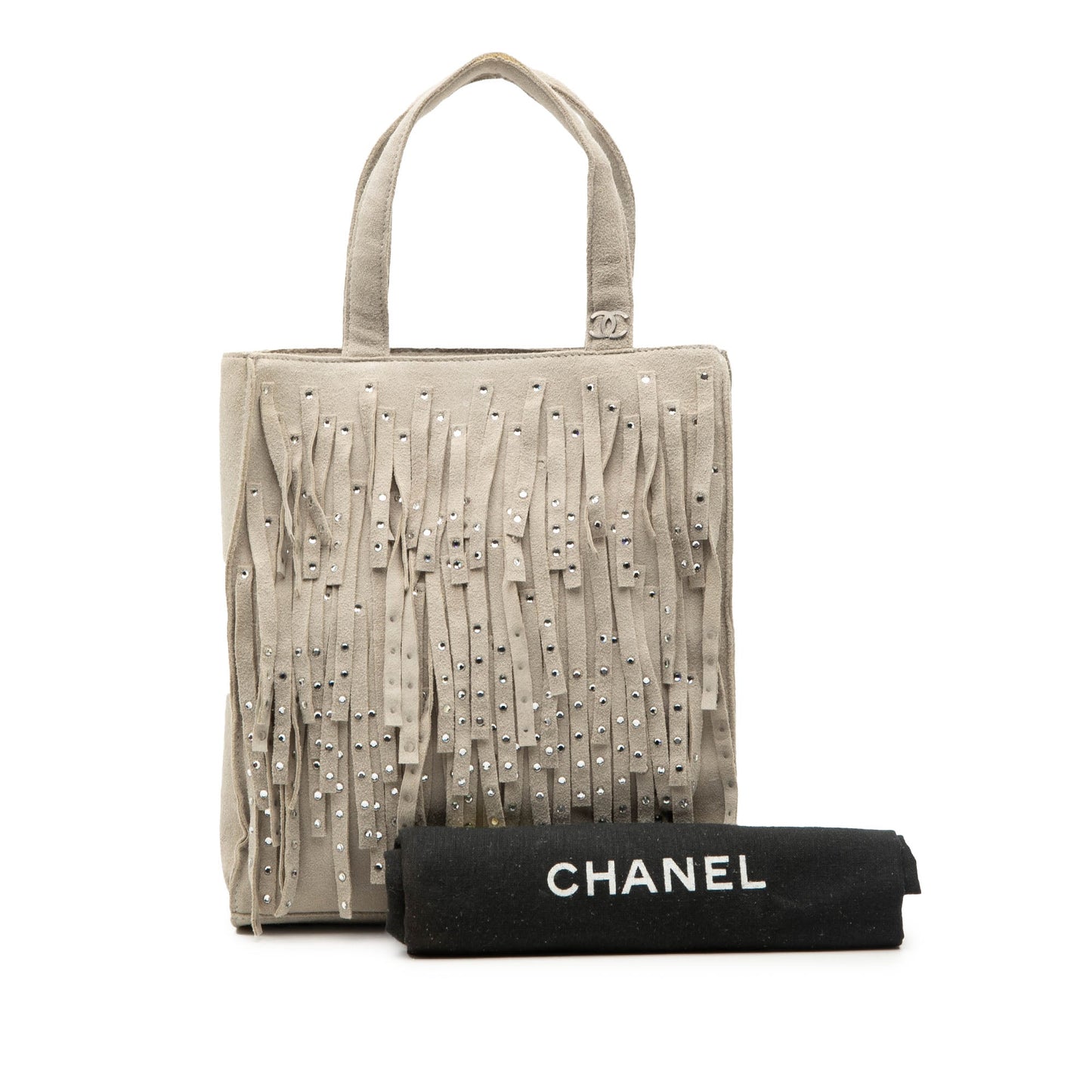 Chanel Mini Suede Studded Fringe Tote