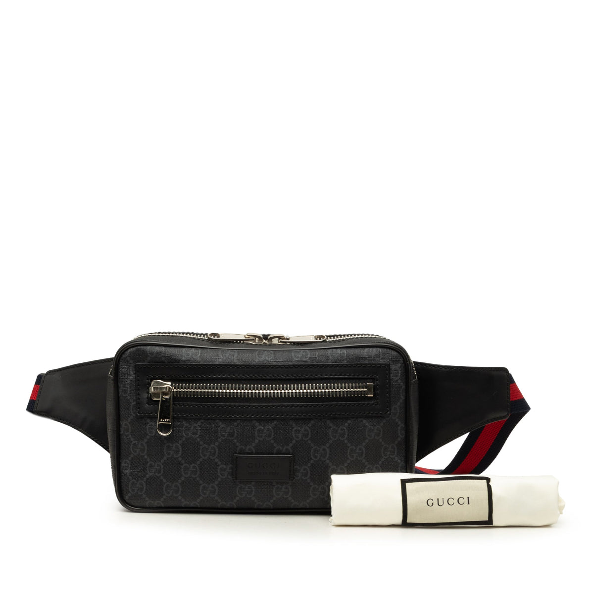 Gucci GG Supreme Web Belt Bag — Black