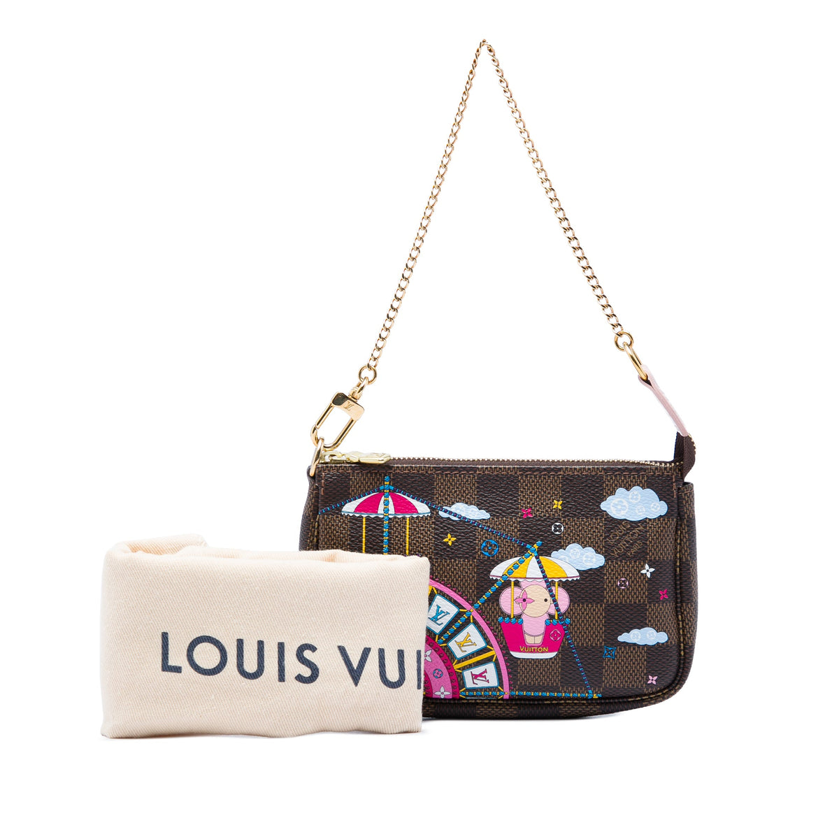 Louis Vuitton Damier Ebene Vivienne Holiday Mini Pochette Accessoires — Brown