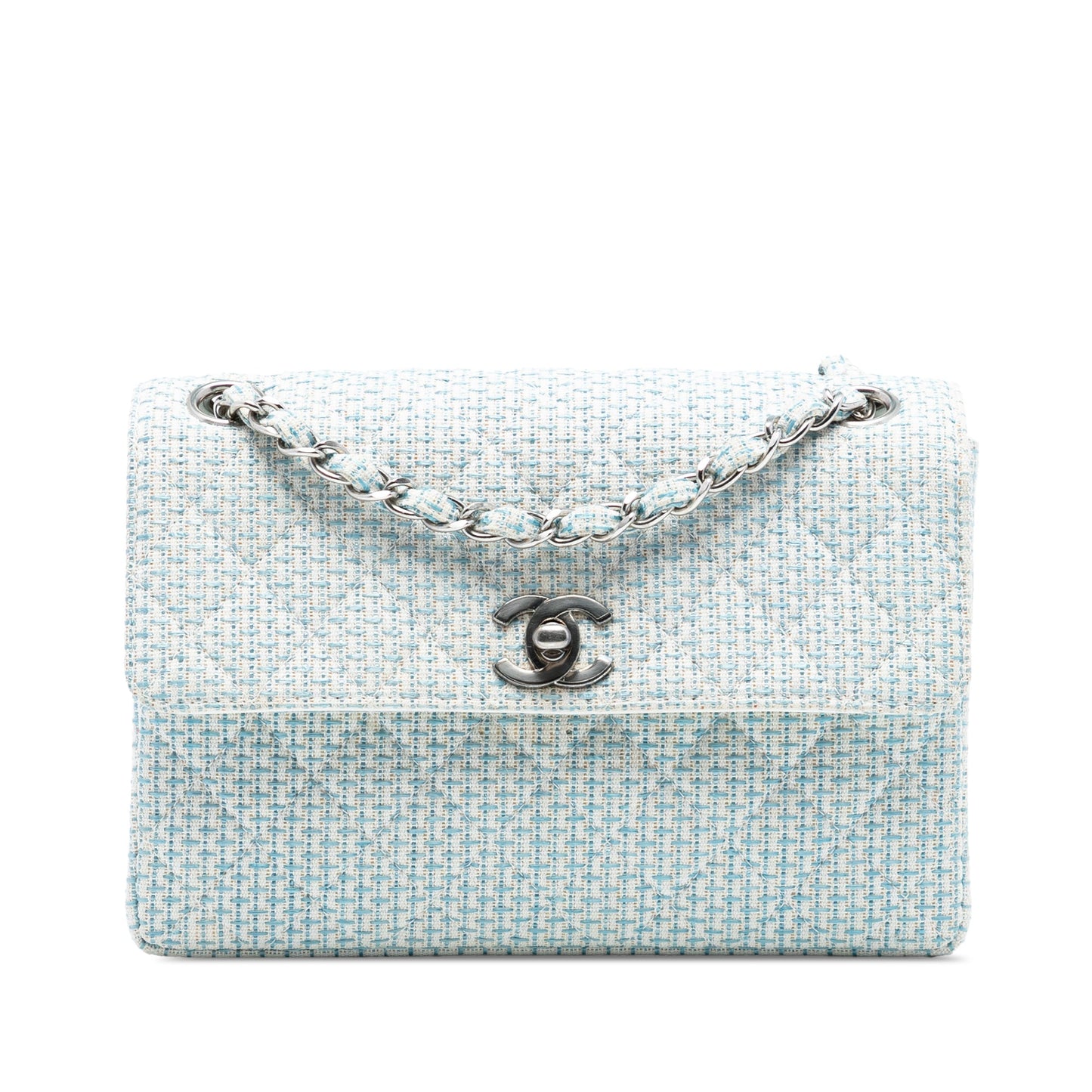 Chanel CC Quilted Tweed Chain Flap