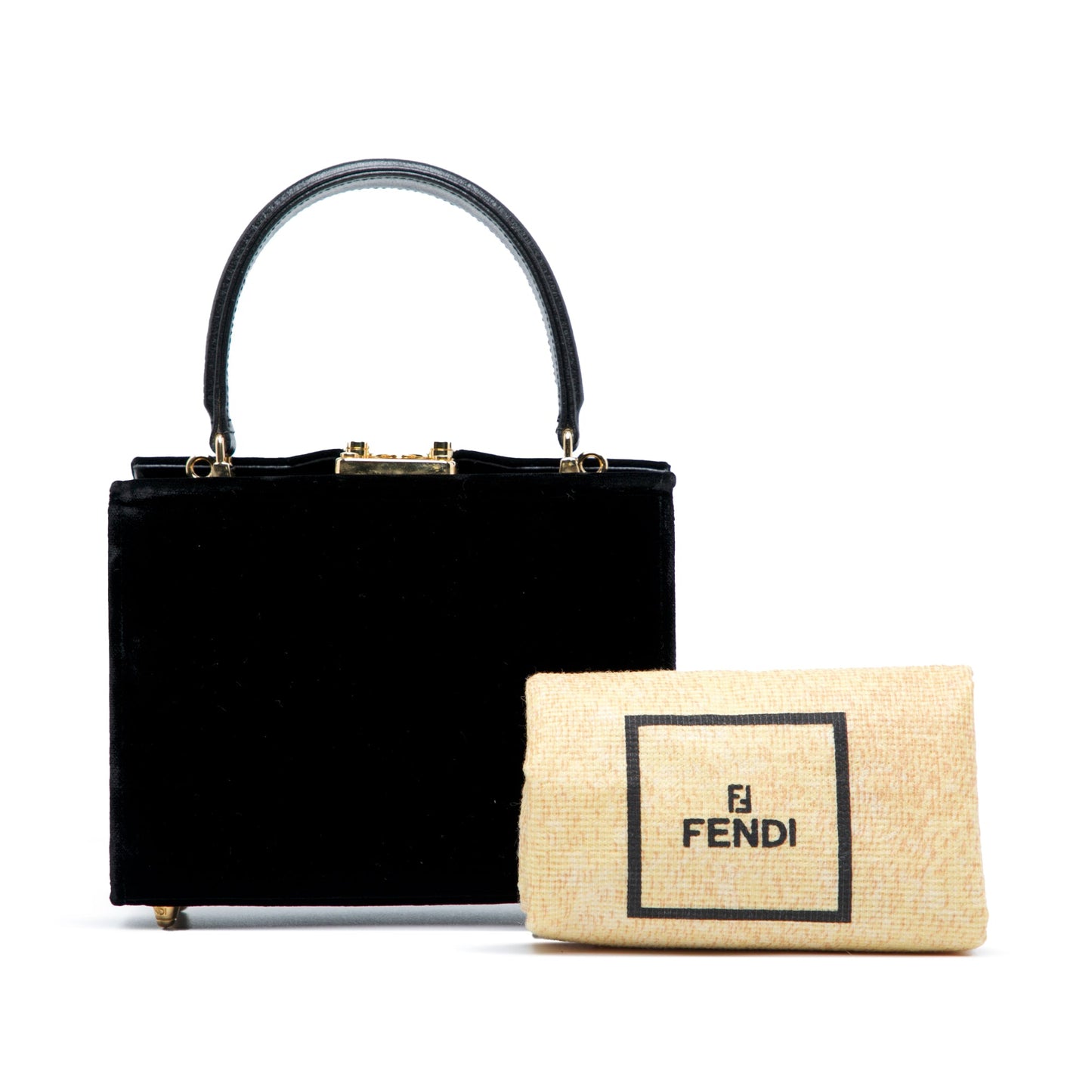 Fendi Velvet Push Lock Box Satchel