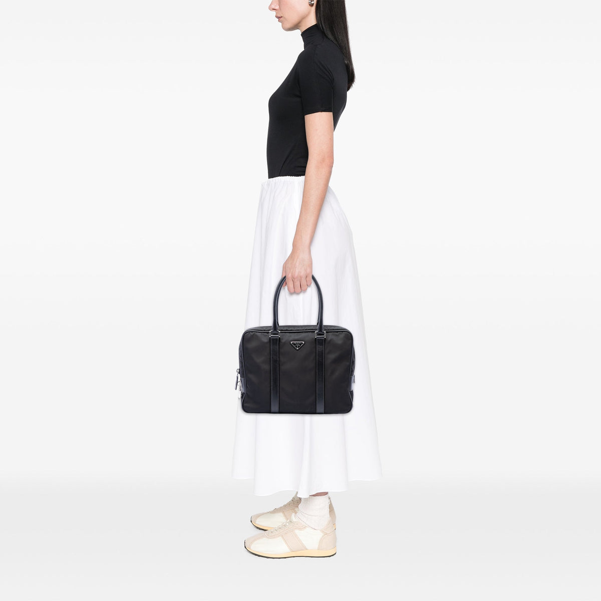 Prada Saffiano Trimmed Tessuto Business Bag