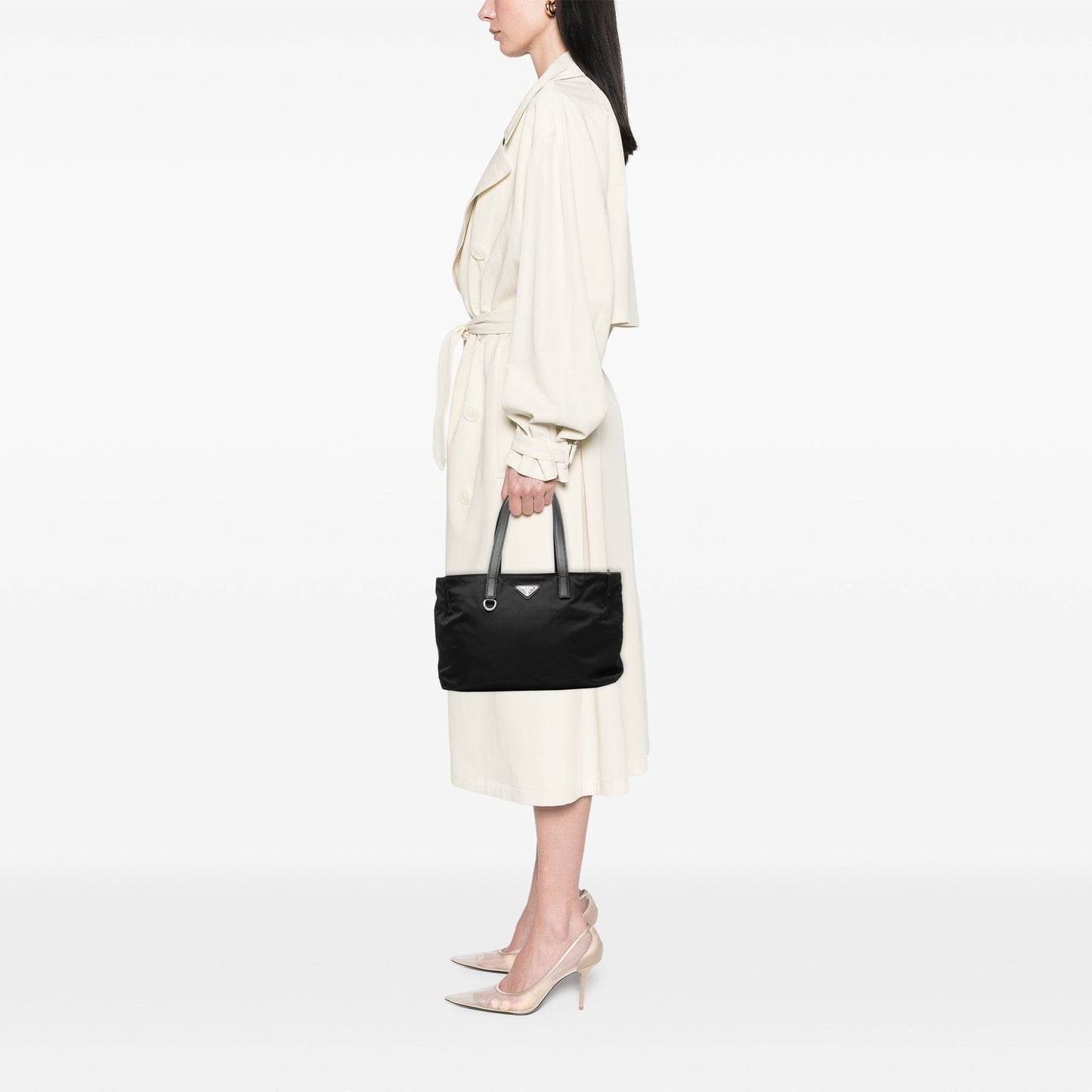 Prada Saffiano Trimmed Tessuto Tote