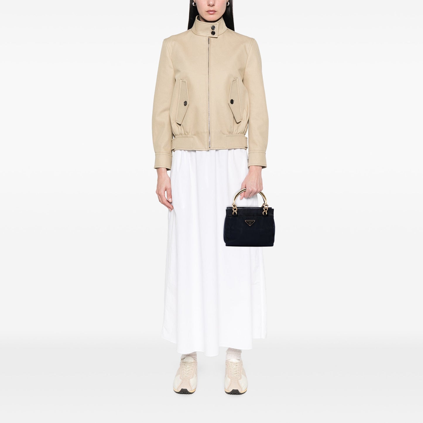 Prada Tessuto Metal Handle Bag