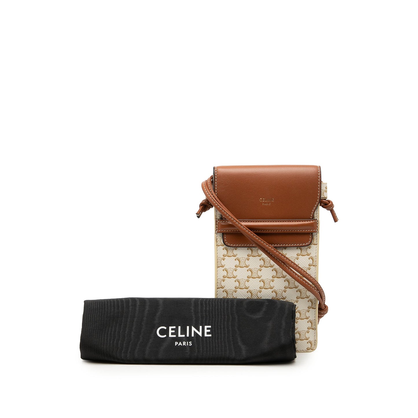 Celine Triomphe Coated Canvas Phone Pouch Flap Crossbody